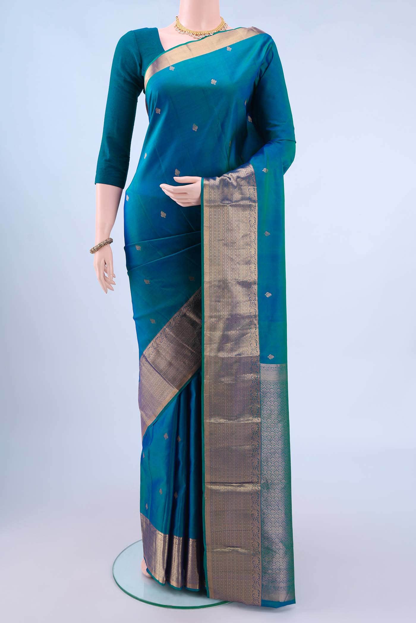 Dark Blue Dual Tone Nangavalli Silk [ Salem ] Saree