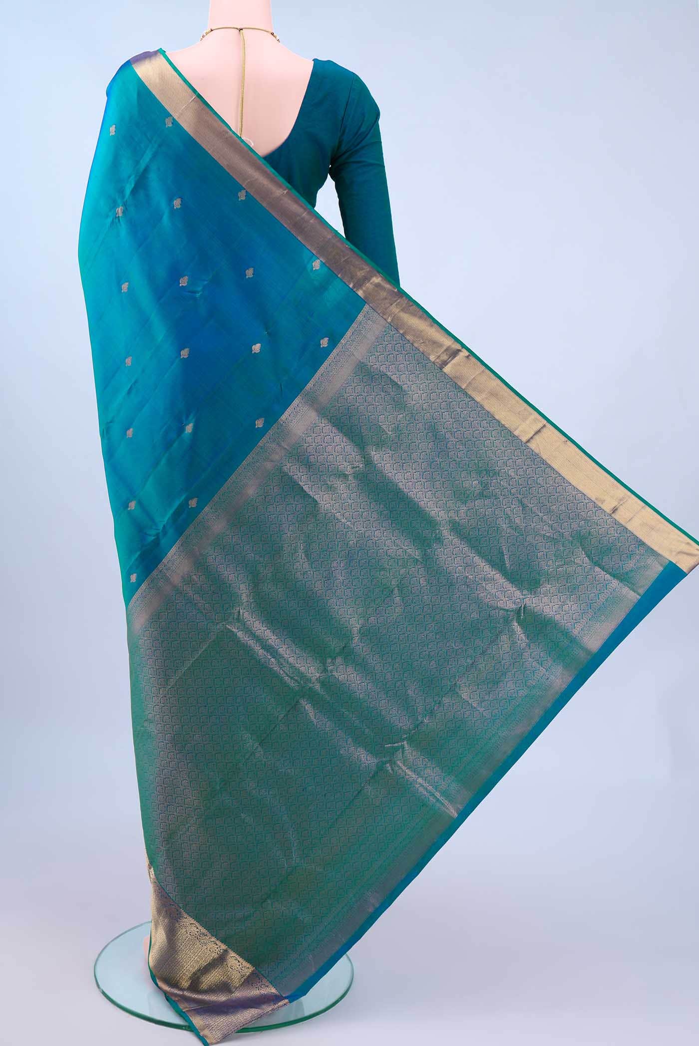 Dark Blue Dual Tone Nangavalli Silk [ Salem ] Saree