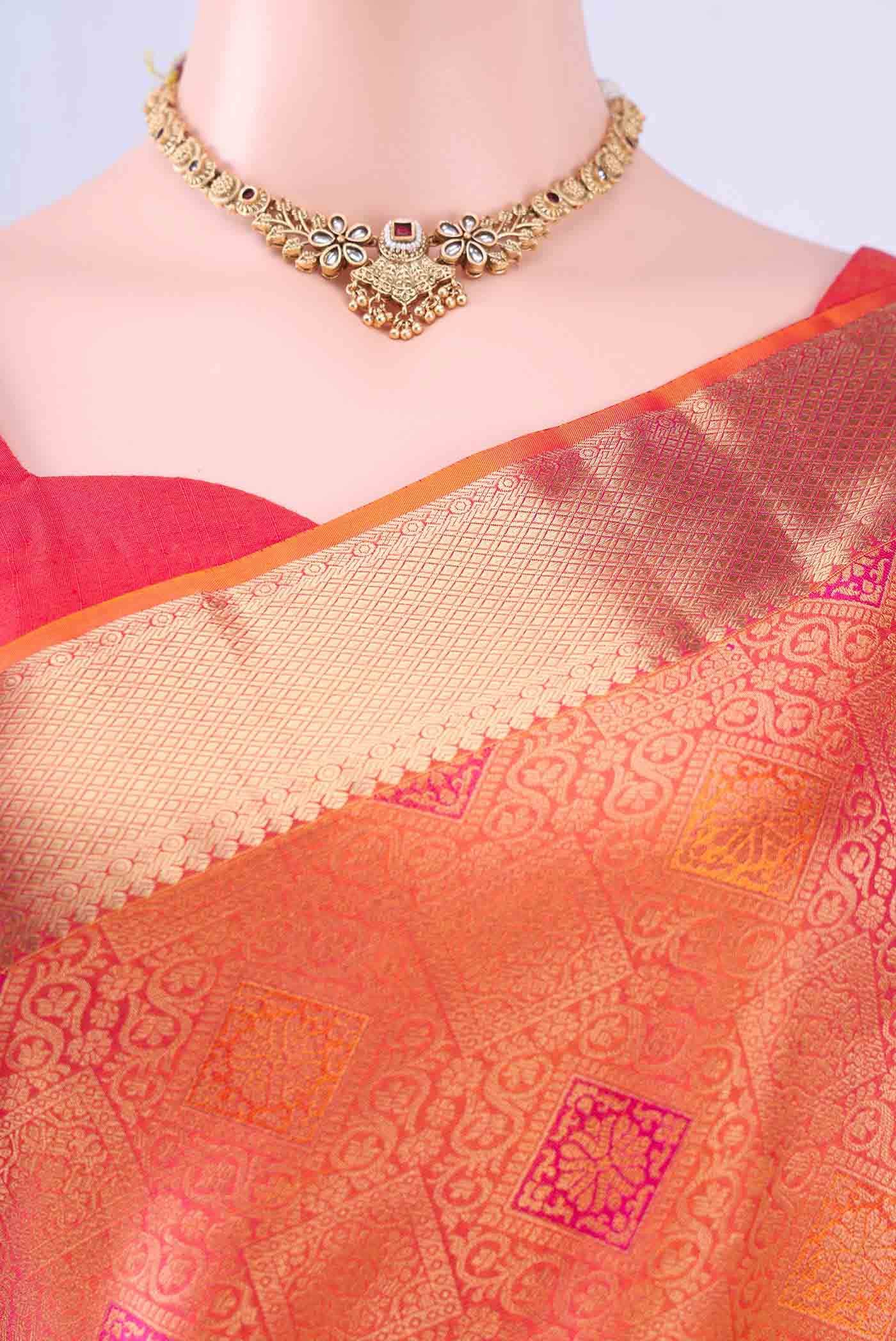 Brick Orange Soft Silk Saree