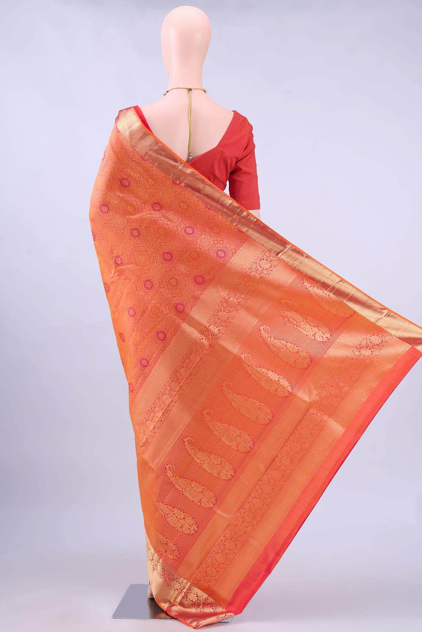 Brick Orange Soft Silk Saree