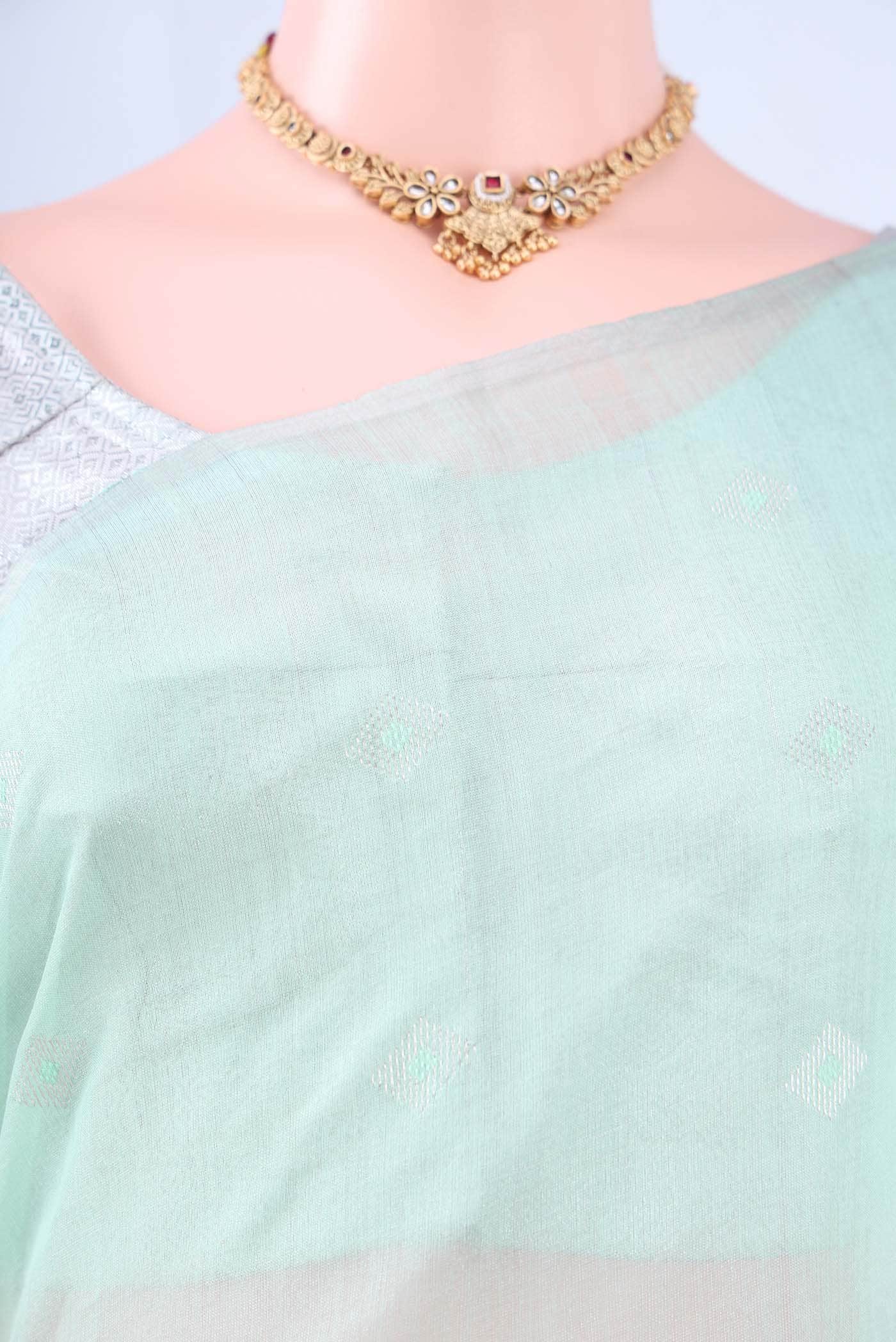 Mint Green MP Tussar Saree