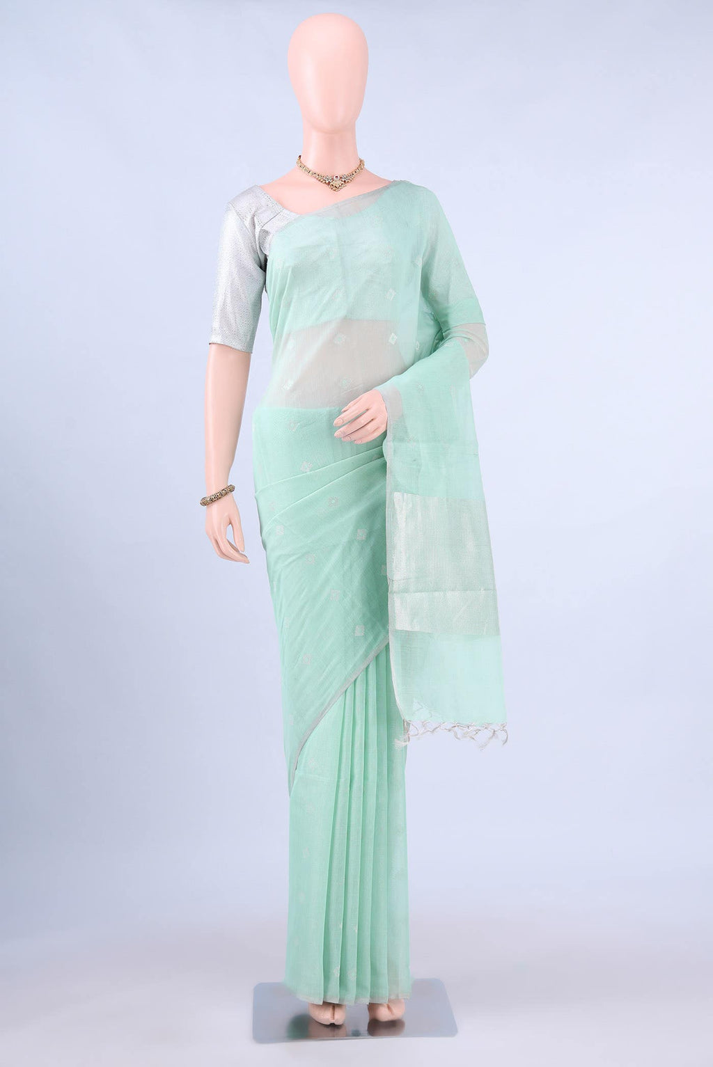 Mint Green MP Tussar Saree