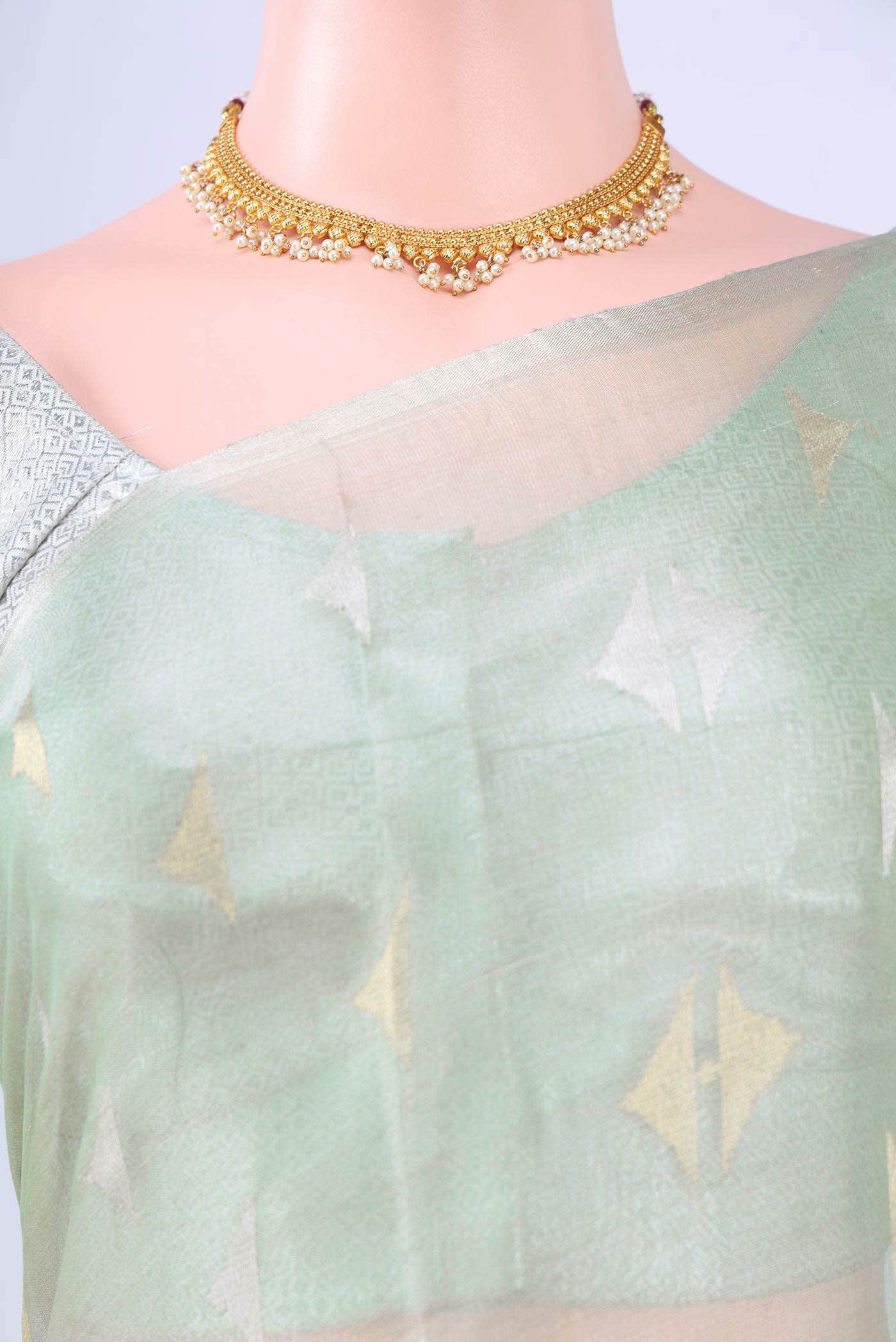 Pista Green MP Tussar Saree