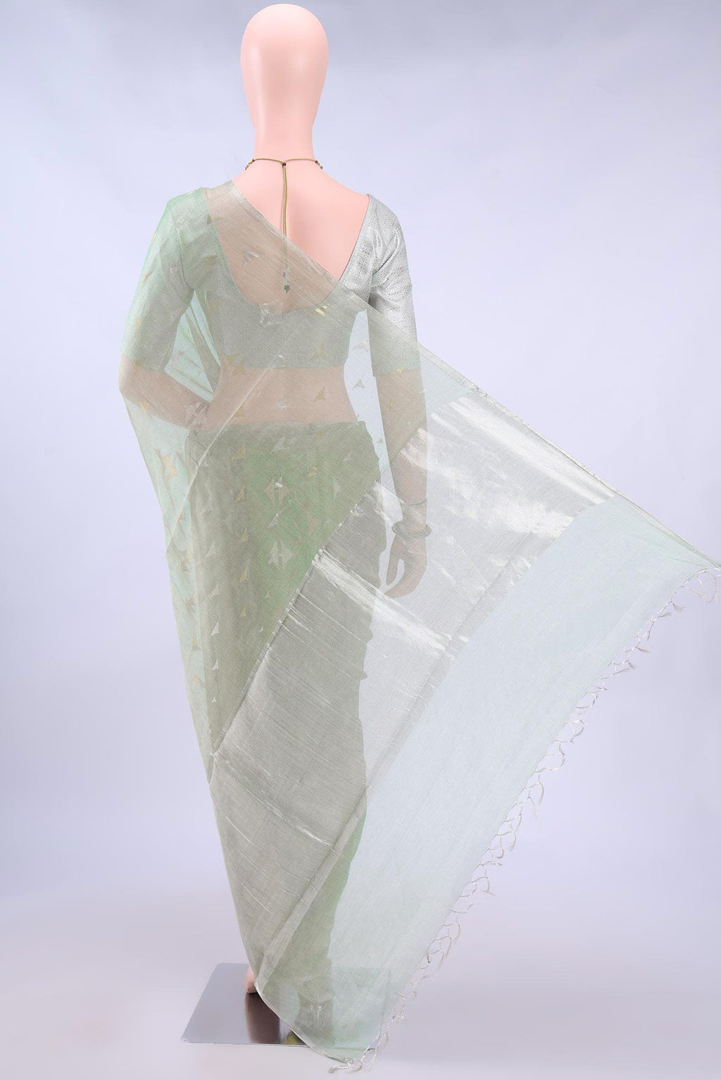 Pista Green MP Tussar Saree
