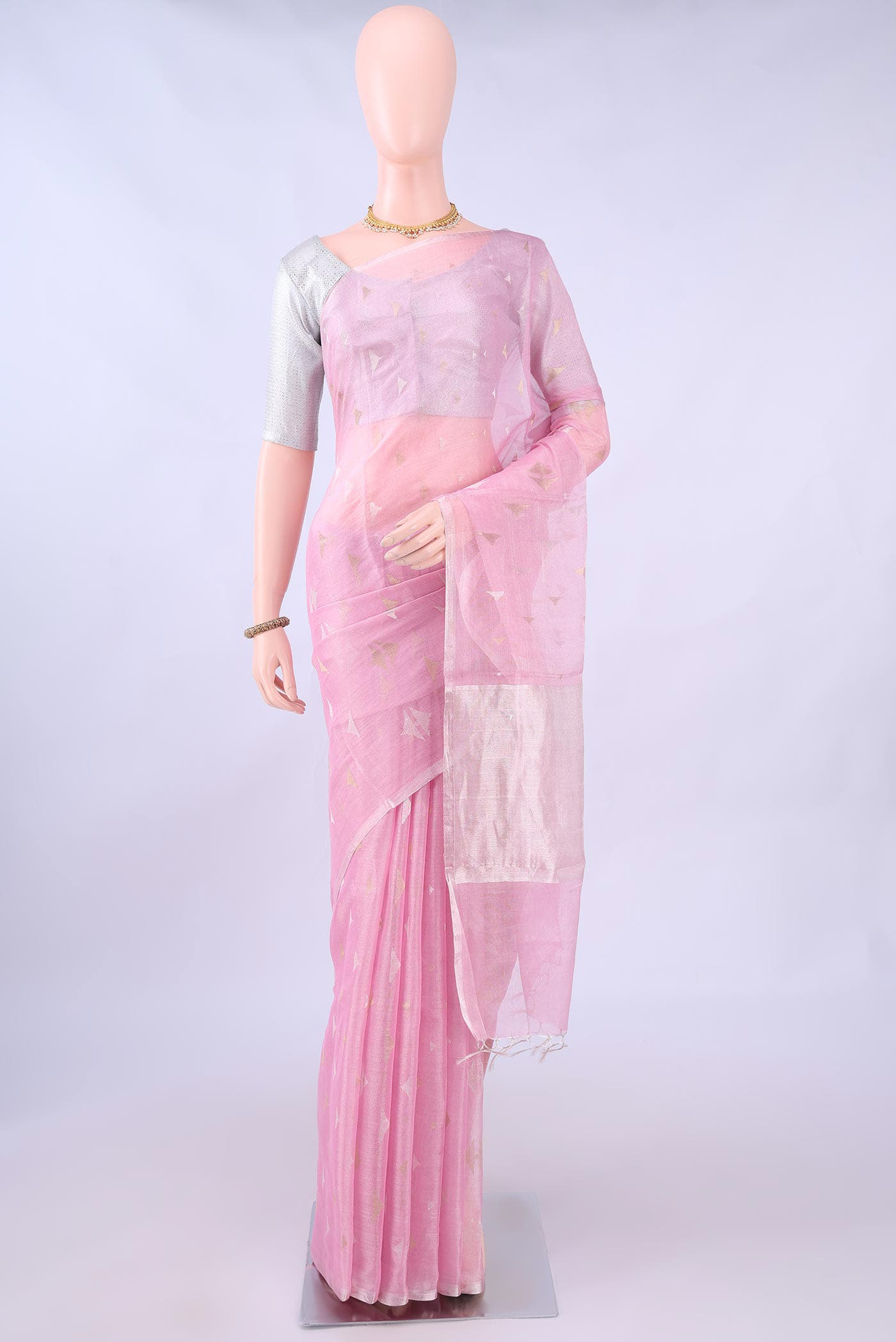 Pink MP Tussar Saree
