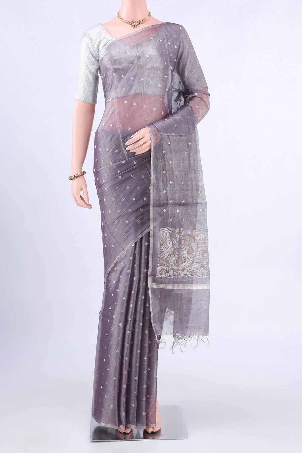 Burgundy MP Tussar Saree