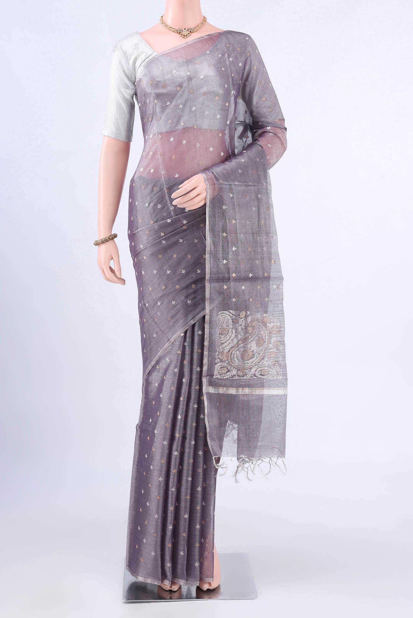 Burgundy MP Tussar Saree