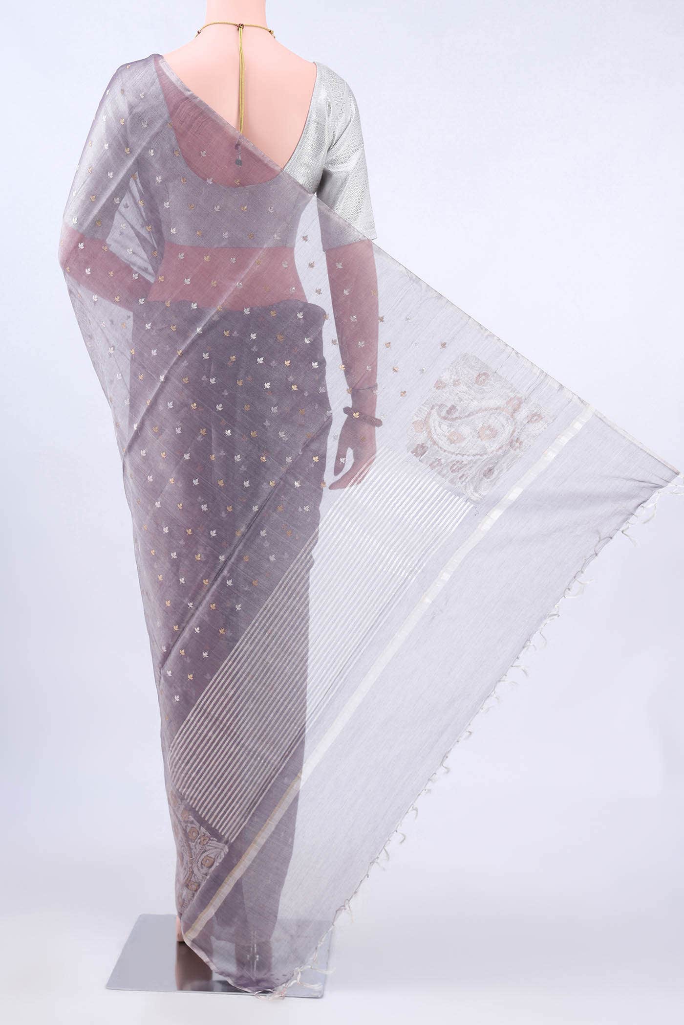Burgundy MP Tussar Saree
