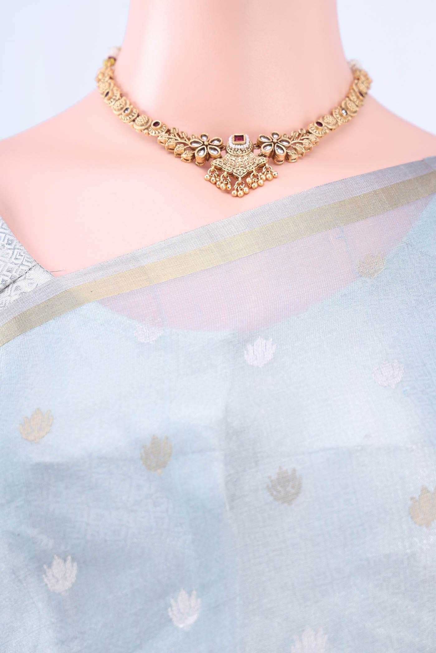 Sky Blue MP Tussar Saree