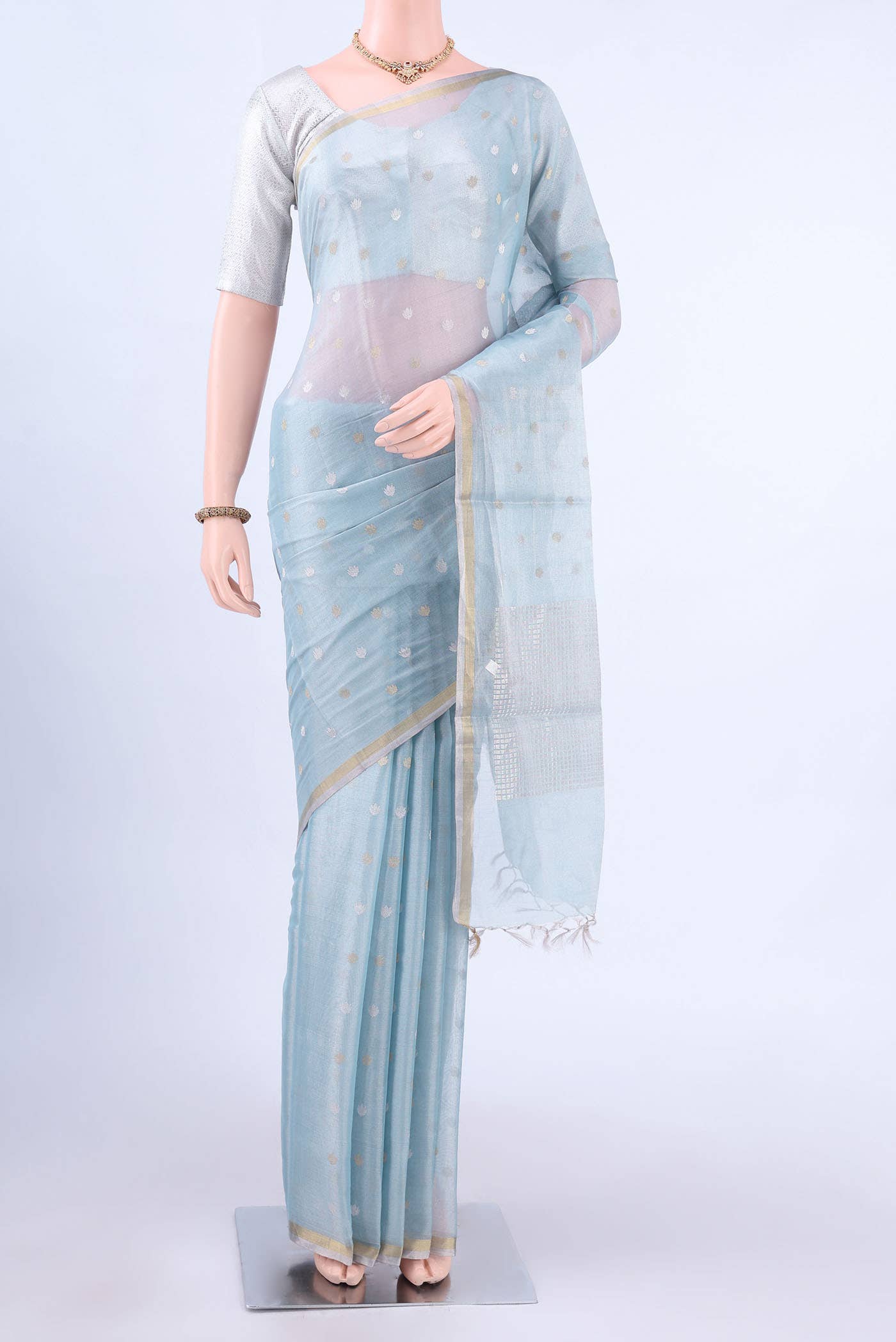 Sky Blue MP Tussar Saree