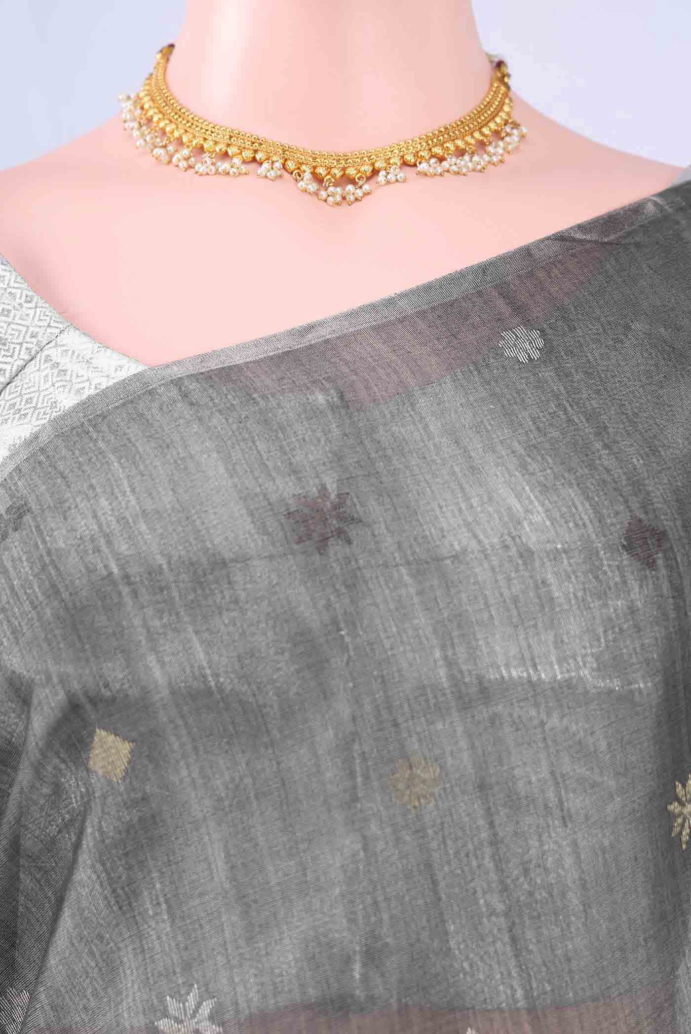 Grey MP Tussar Saree