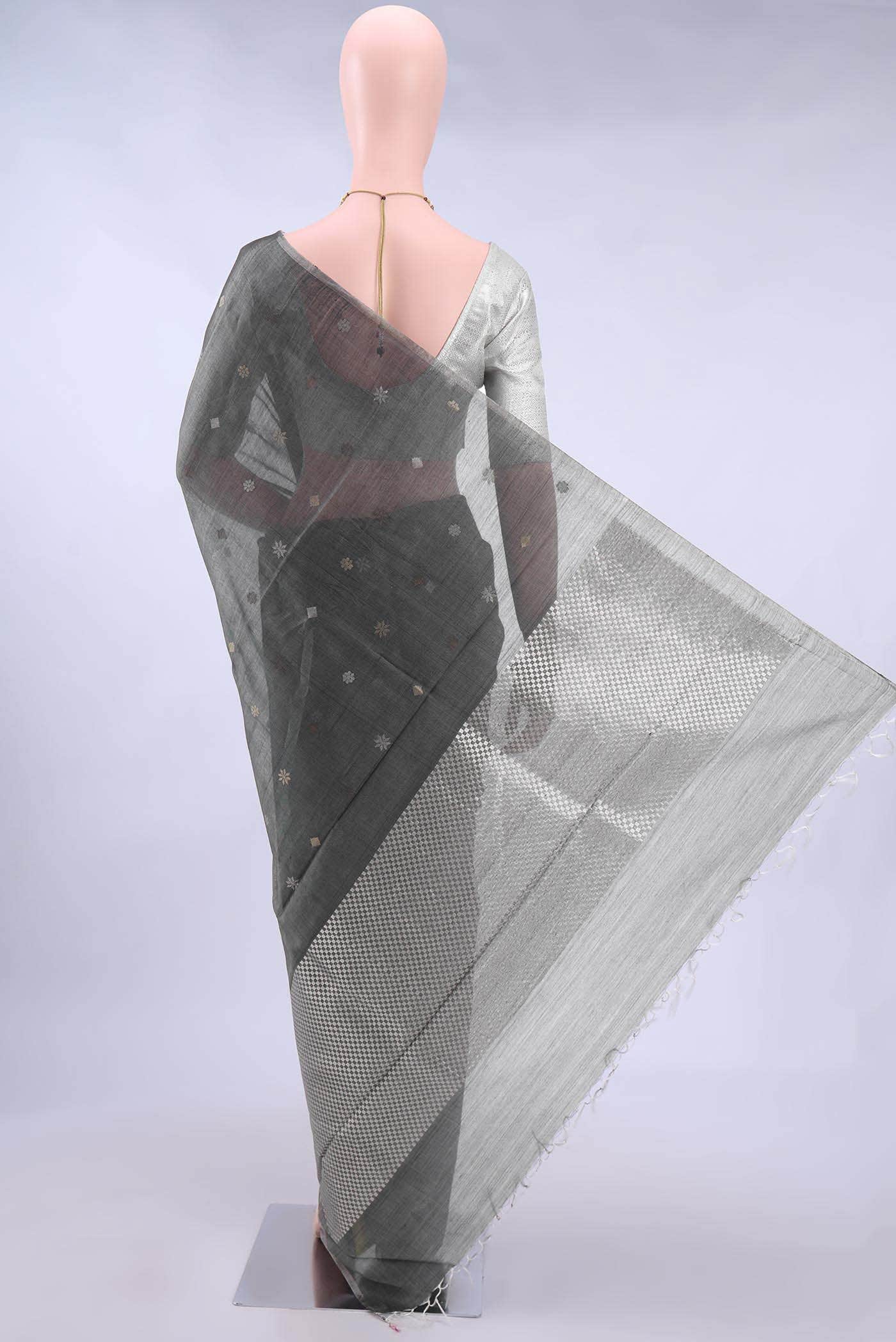 Grey MP Tussar Saree