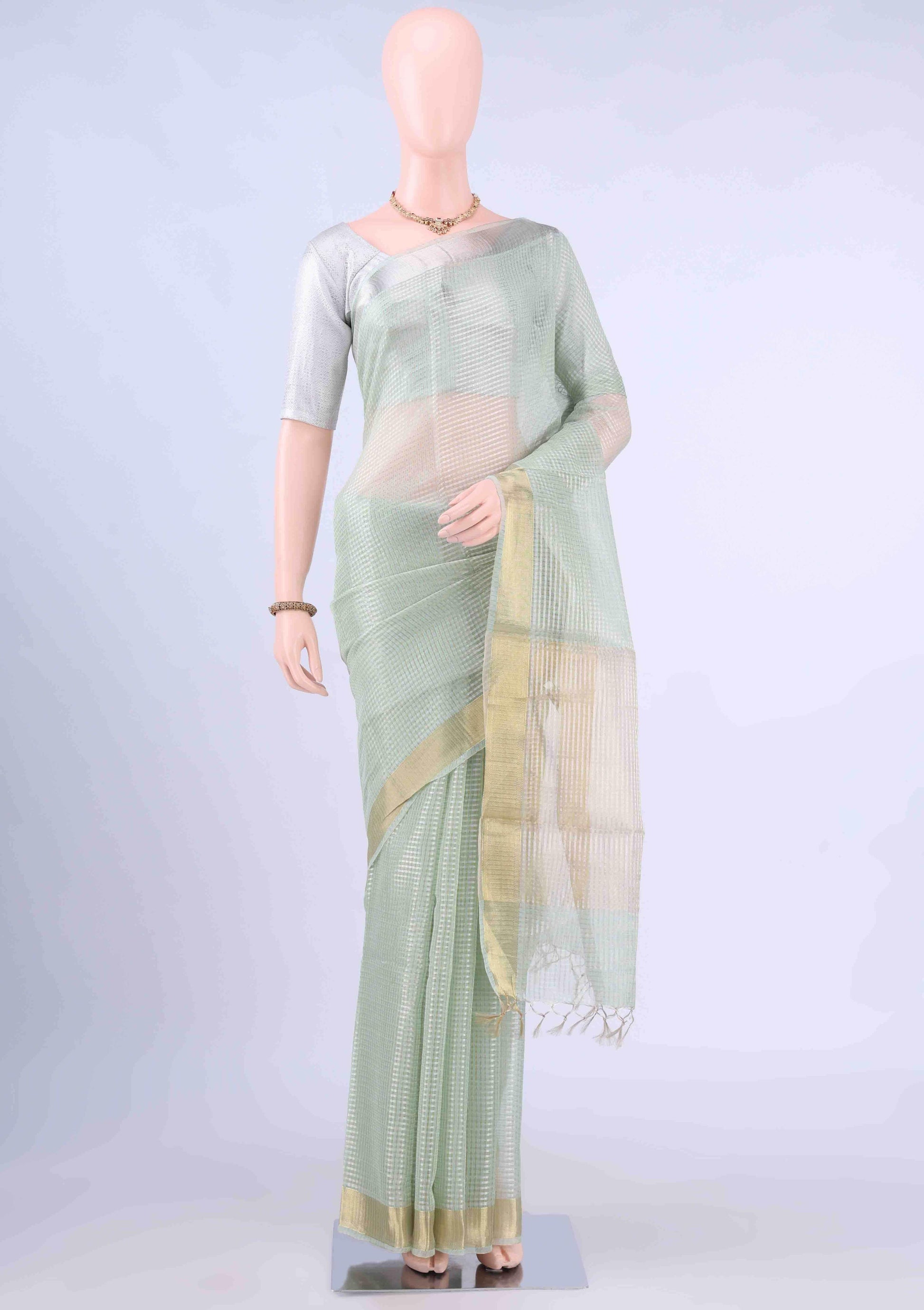 Mint Green MP Tussar Saree