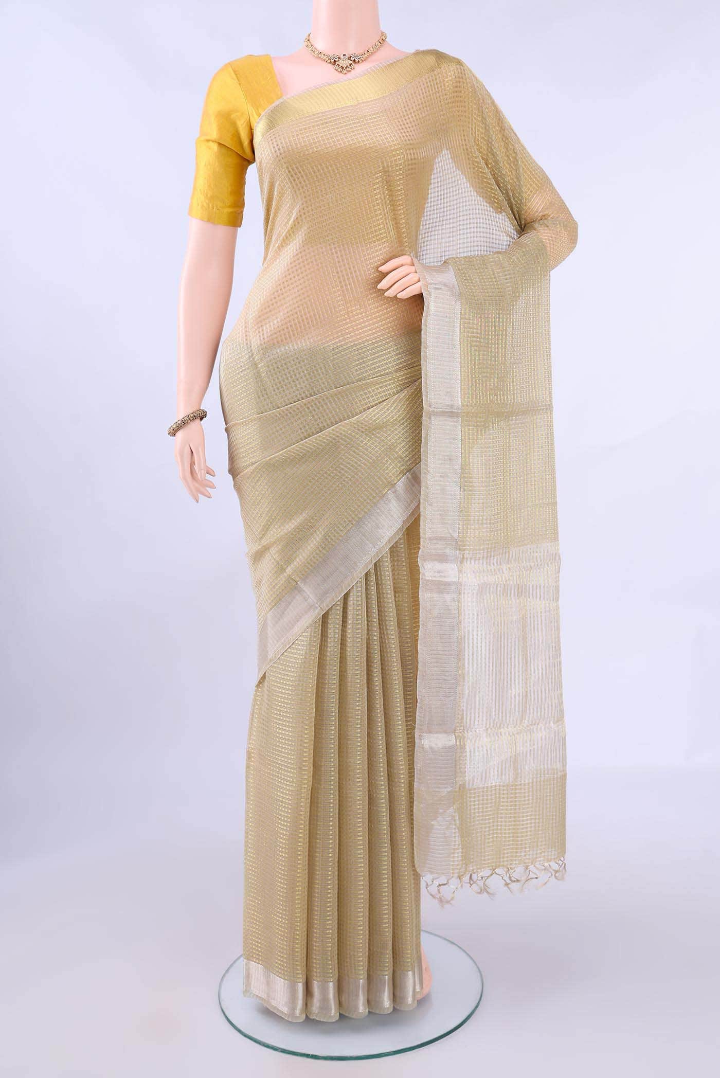 Beige MP Tussar Saree