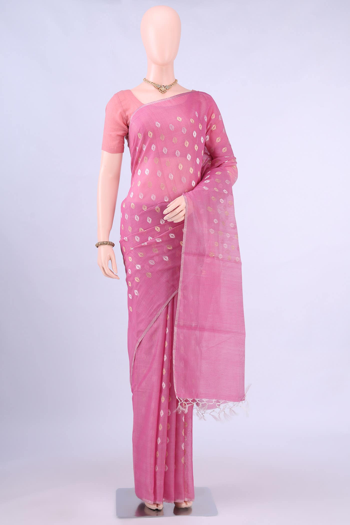 Pink MP Tussar Saree