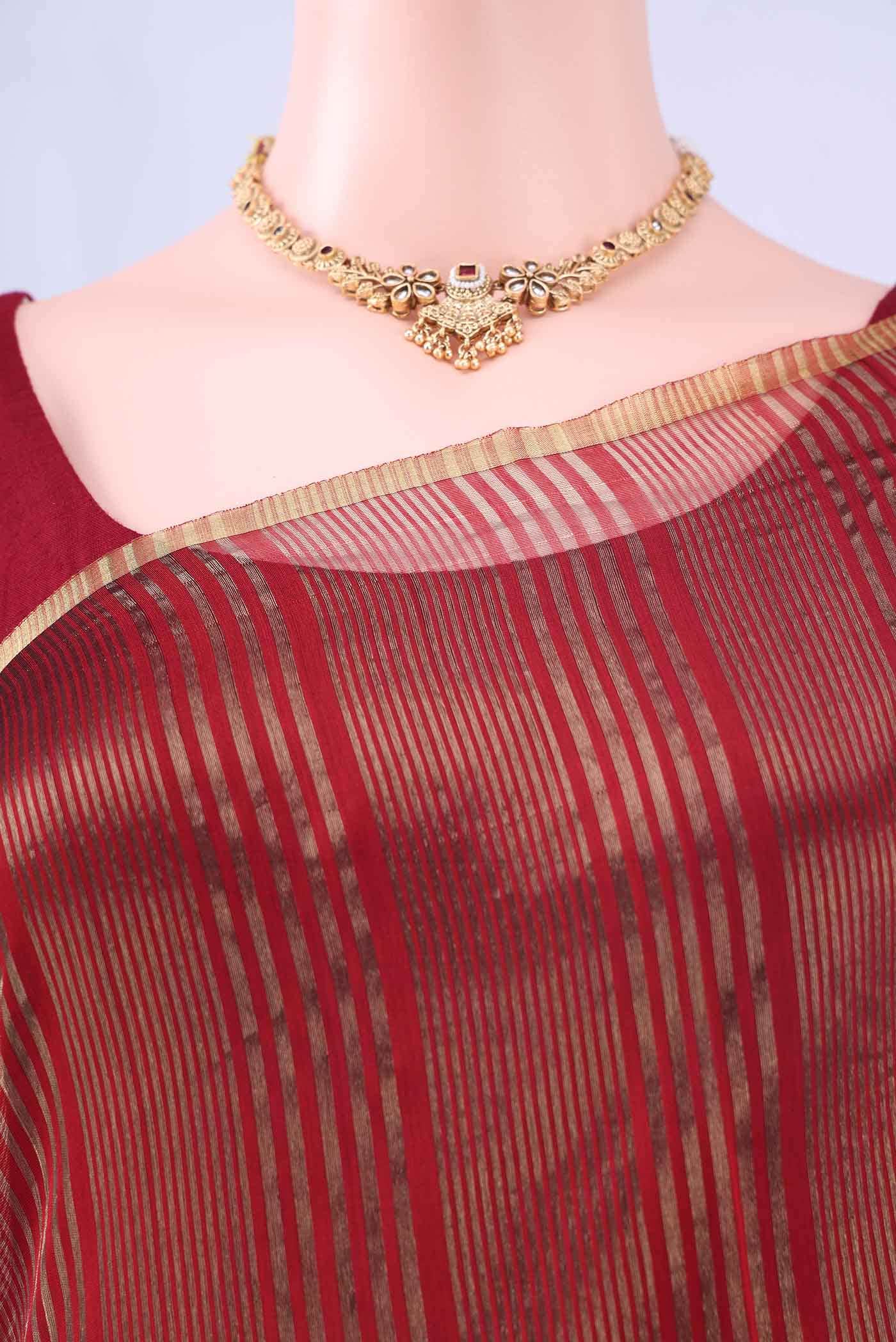 Maroon Maheshwari Silk Cotton Saree