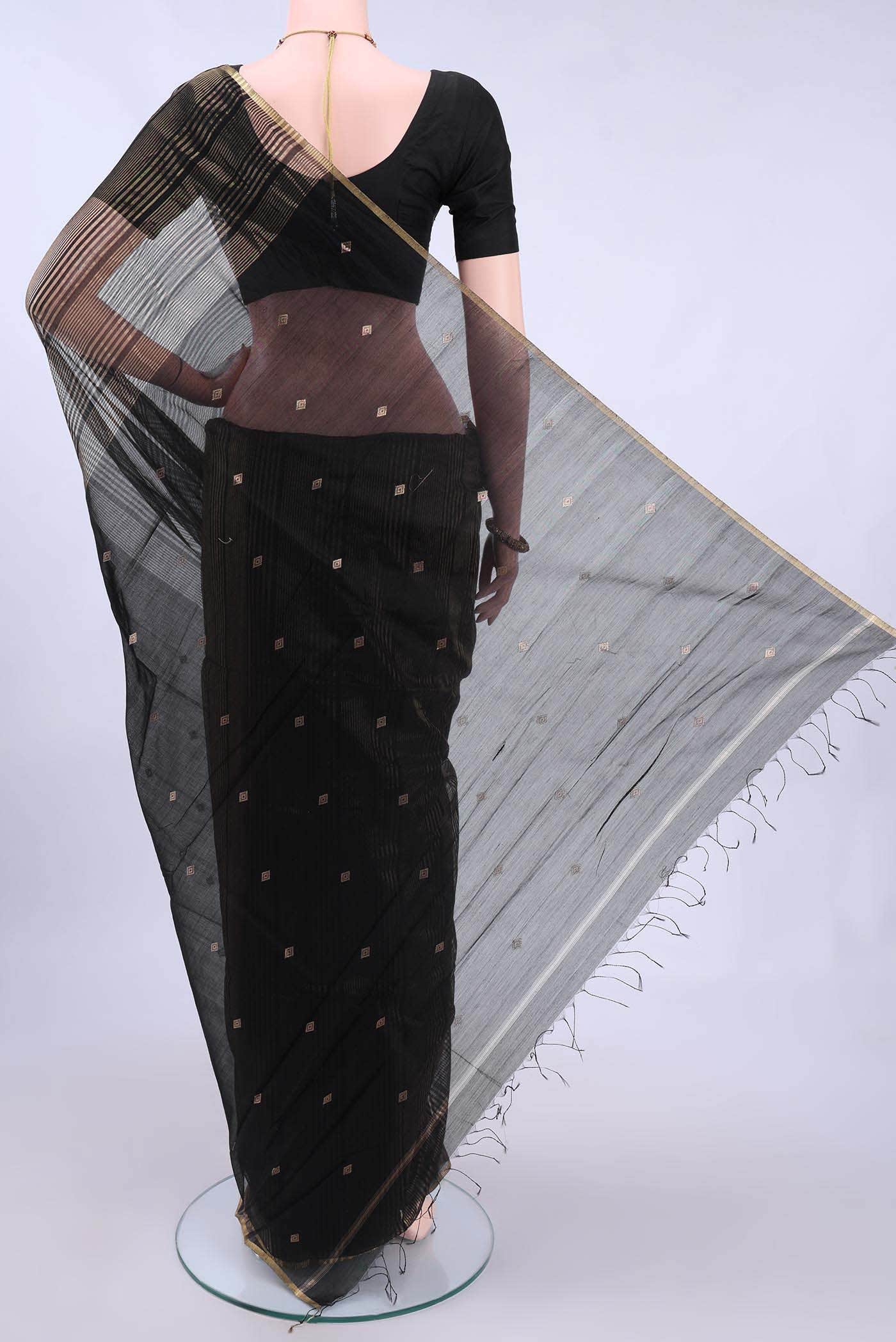 Black MP Tussar Saree