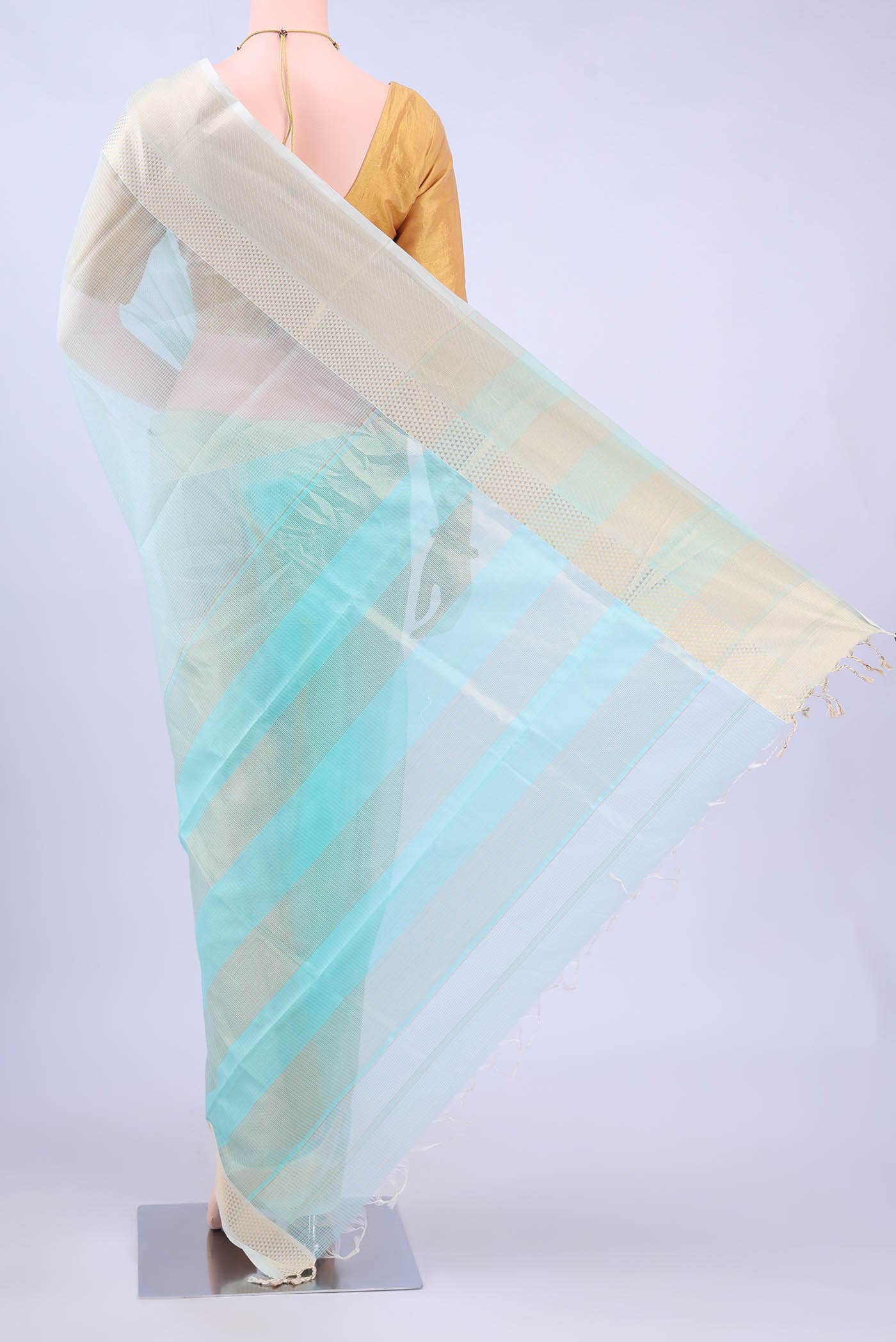 Mint Green Maheshwari Silk Cotton Saree
