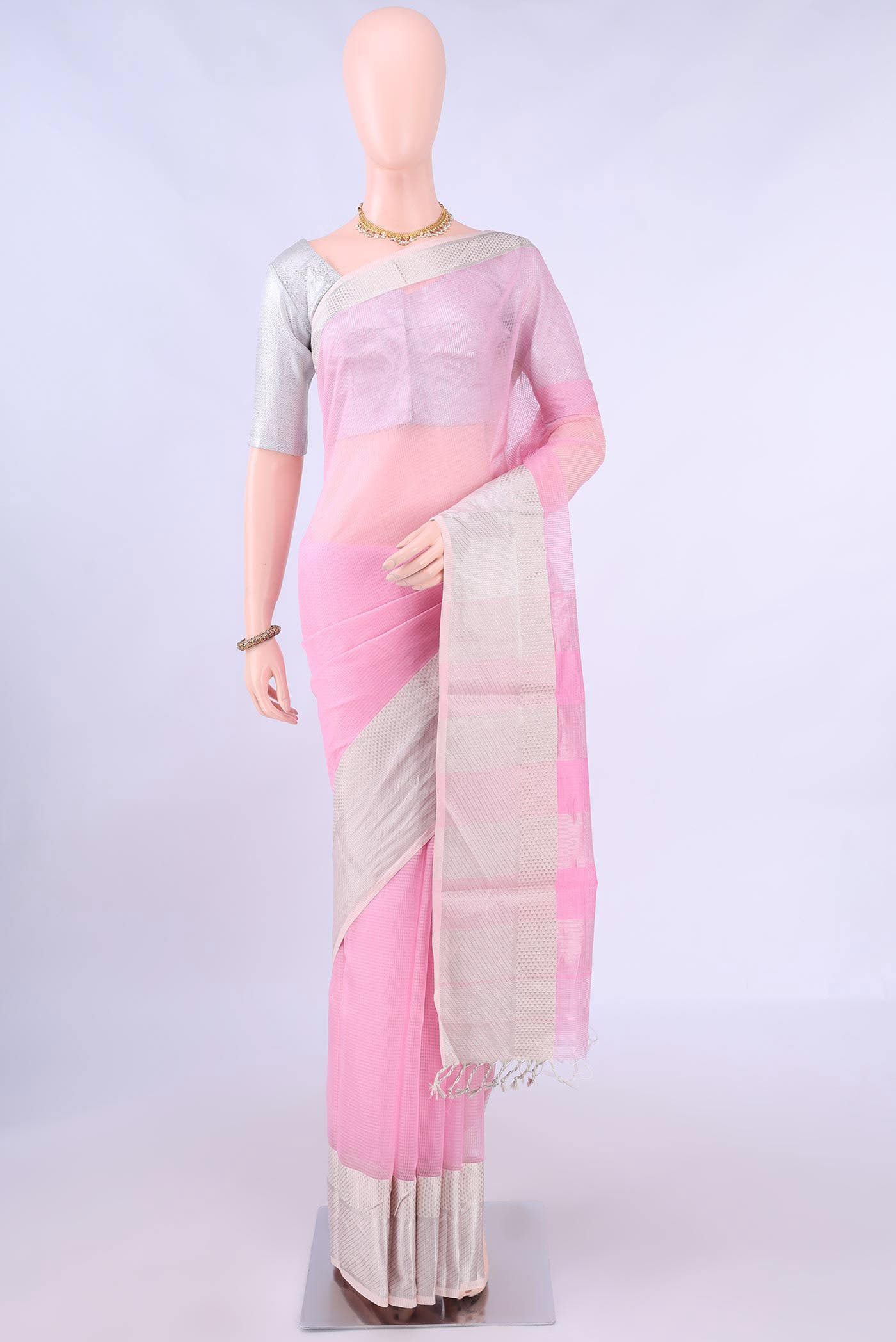 Pink MP Tussar Saree