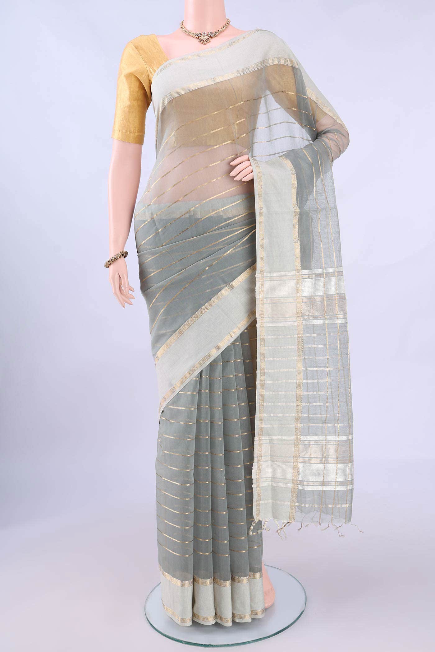 Grey MP Tussar Saree