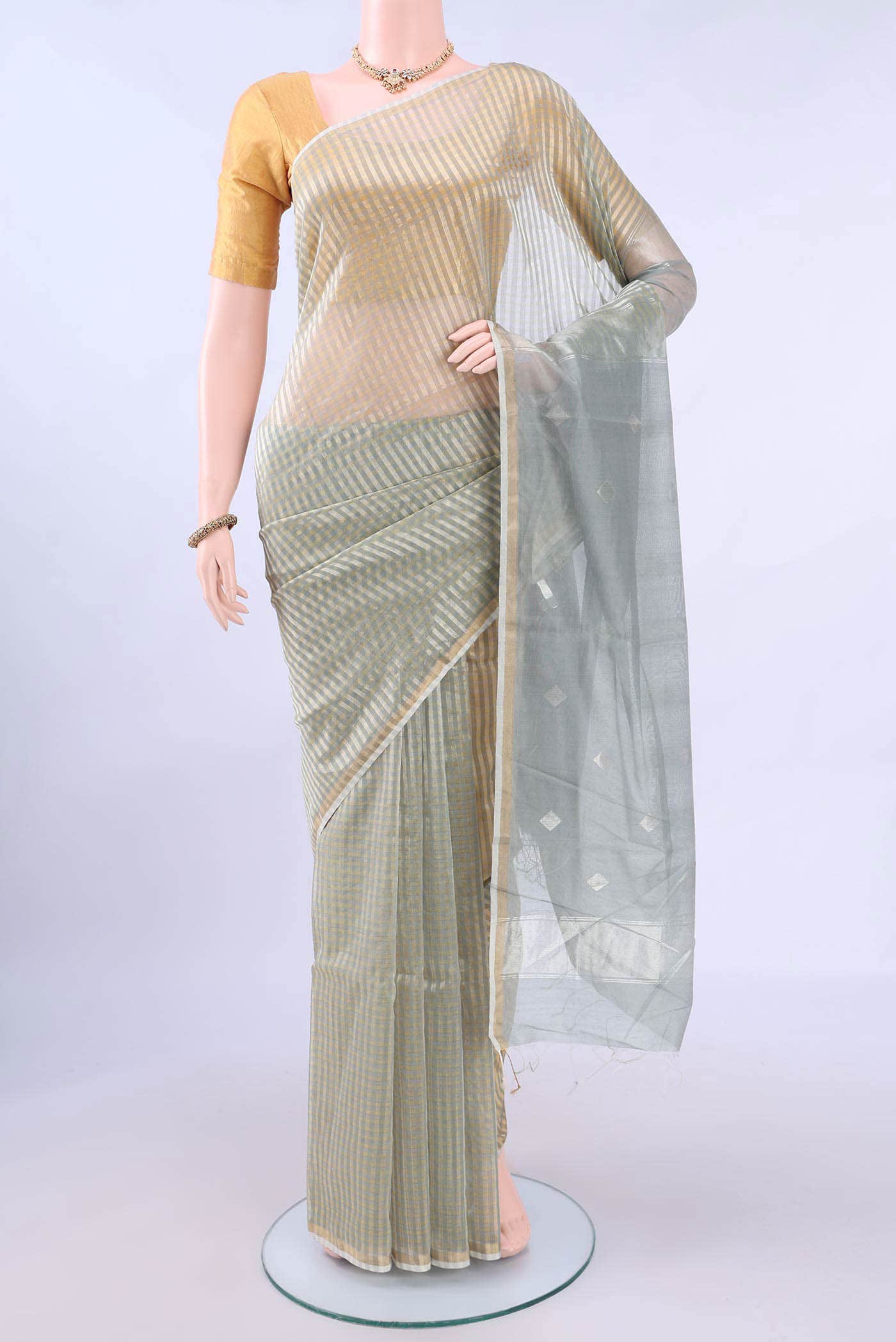 Grey MP Tussar Saree