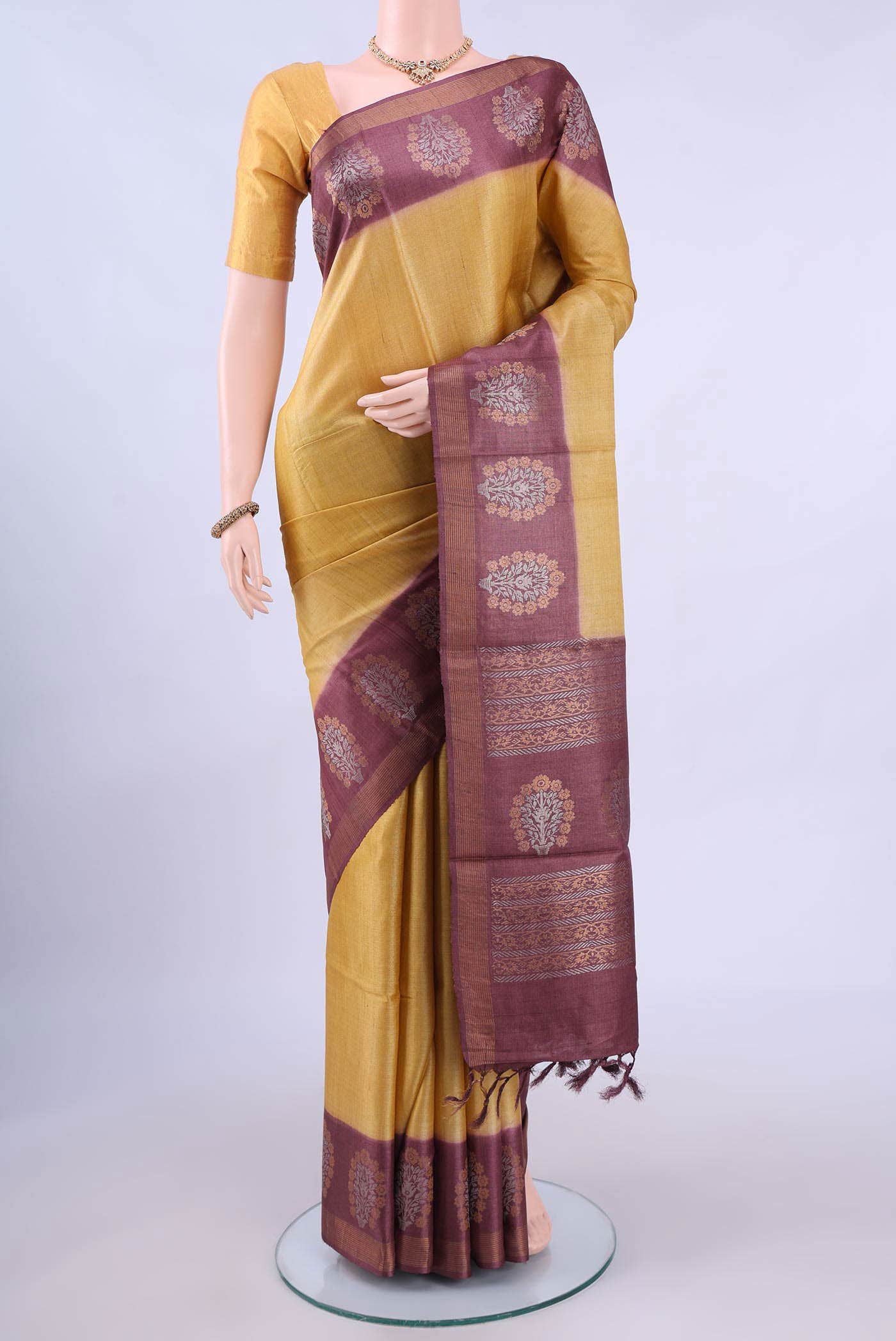 Yellow MP Tussar Saree