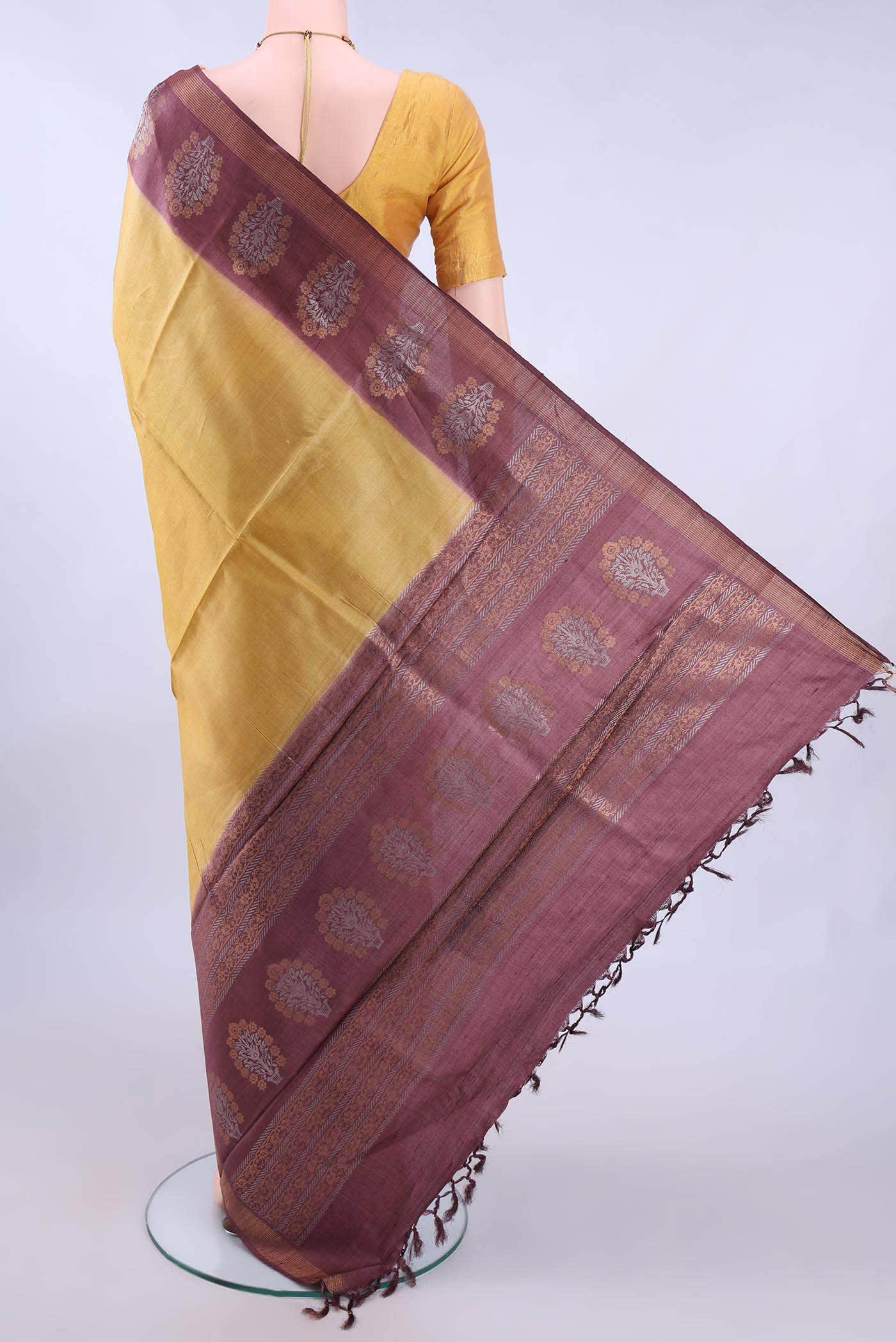 Yellow MP Tussar Saree