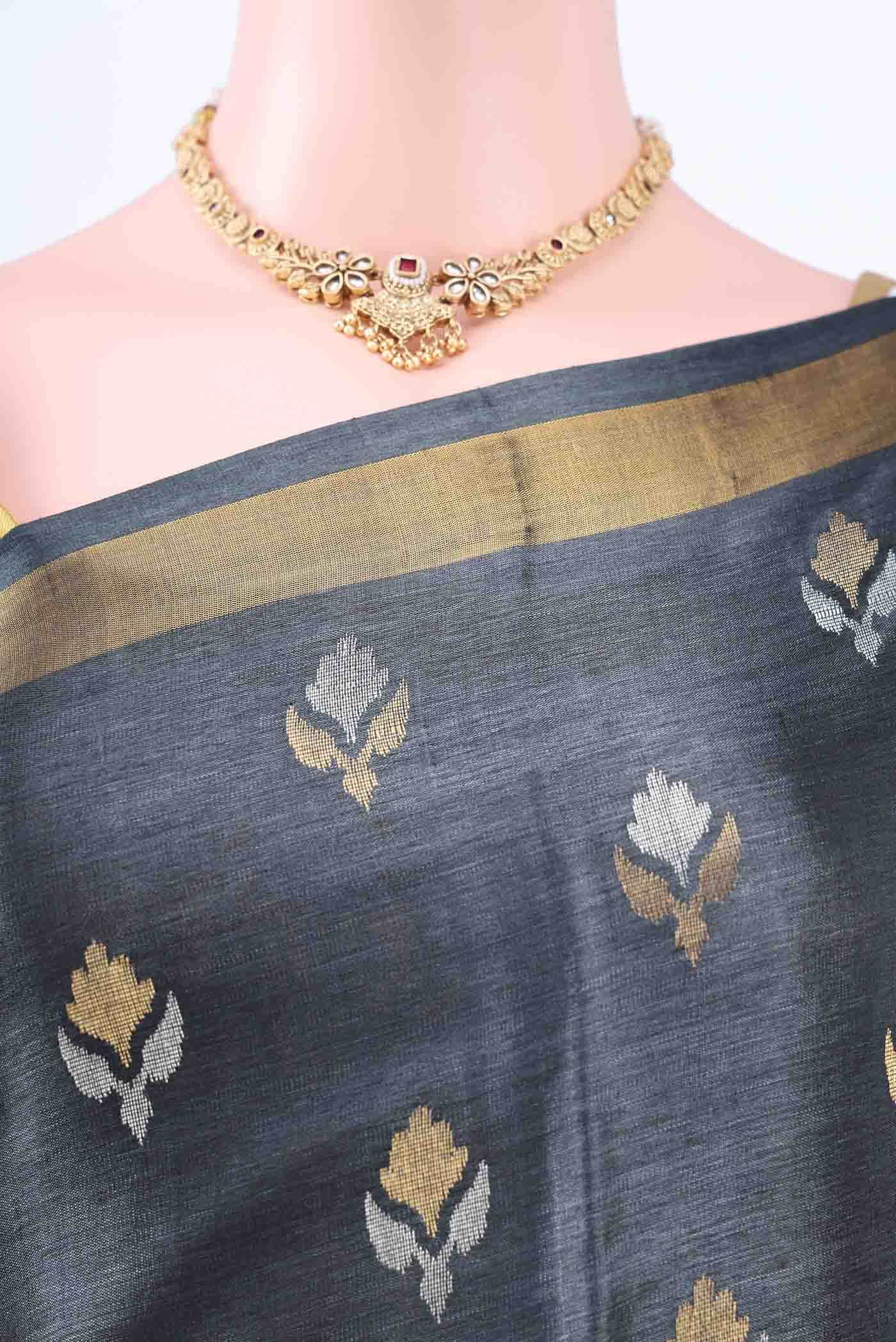 Grey MP Tussar Saree
