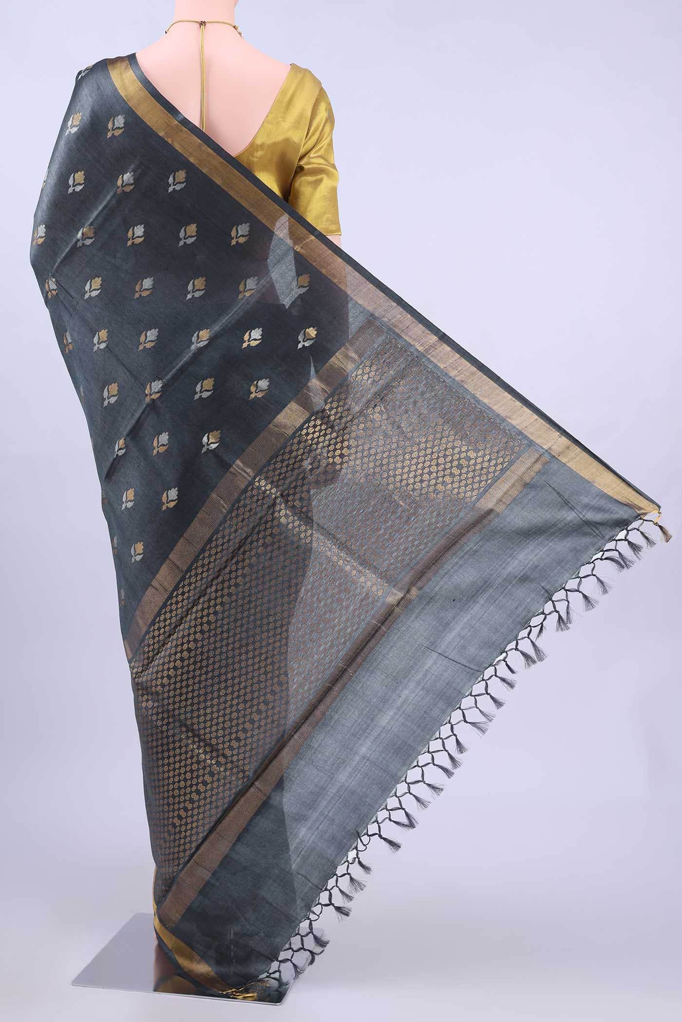 Grey MP Tussar Saree