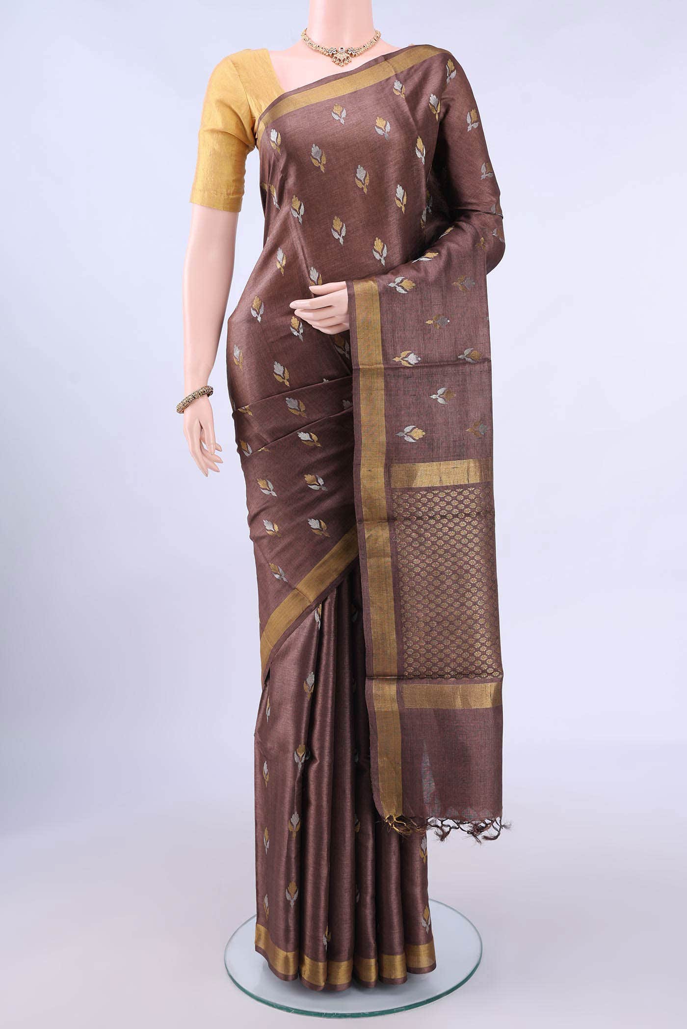 Coffee Brown MP Tussar Saree