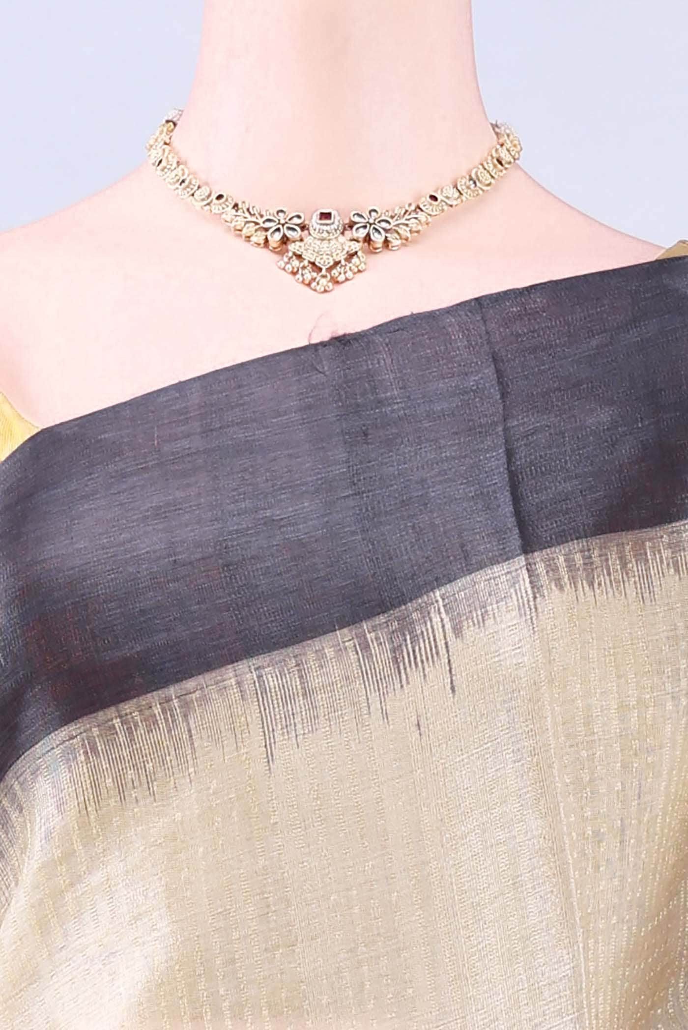 Beige MP Tussar Saree