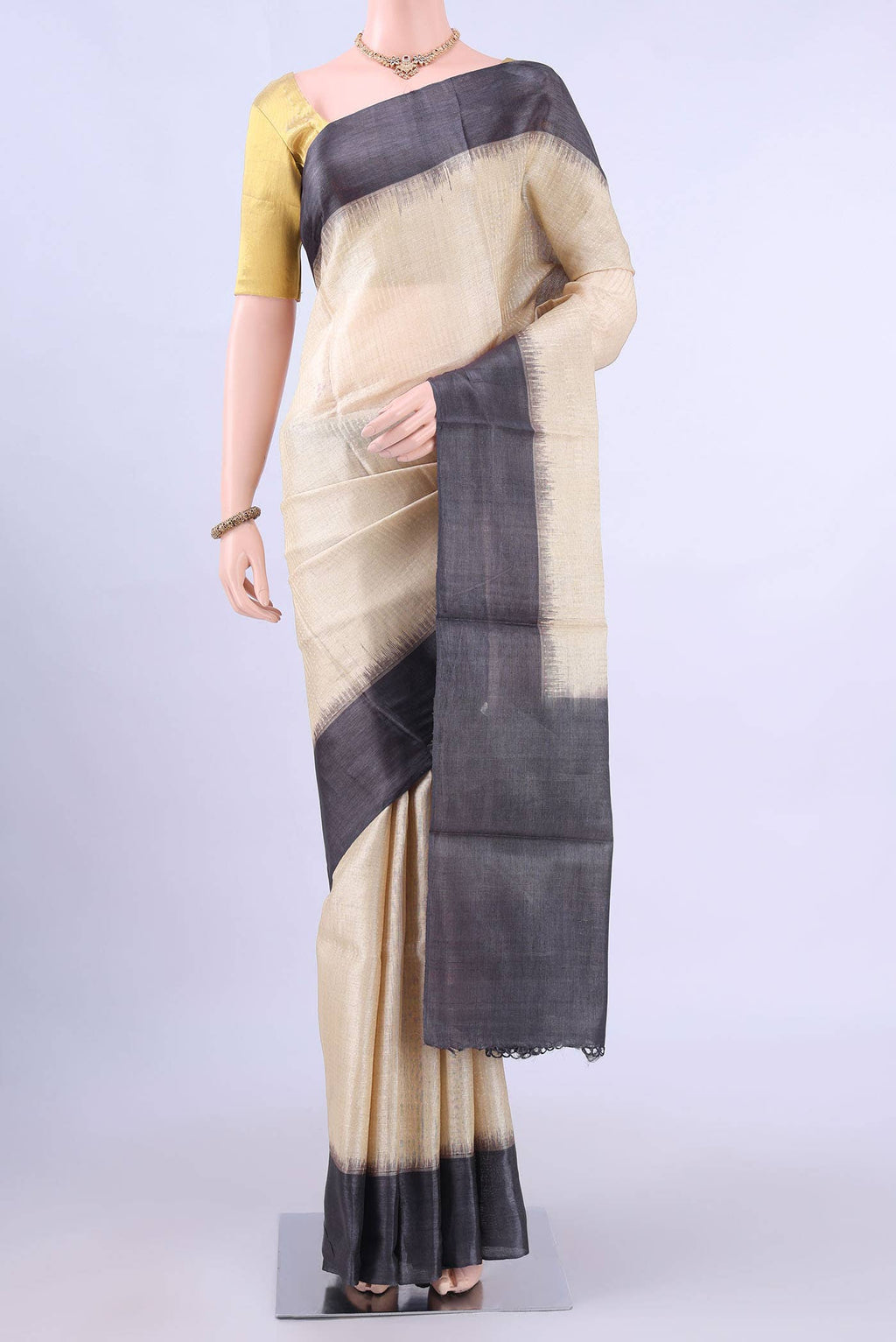 Beige MP Tussar Saree