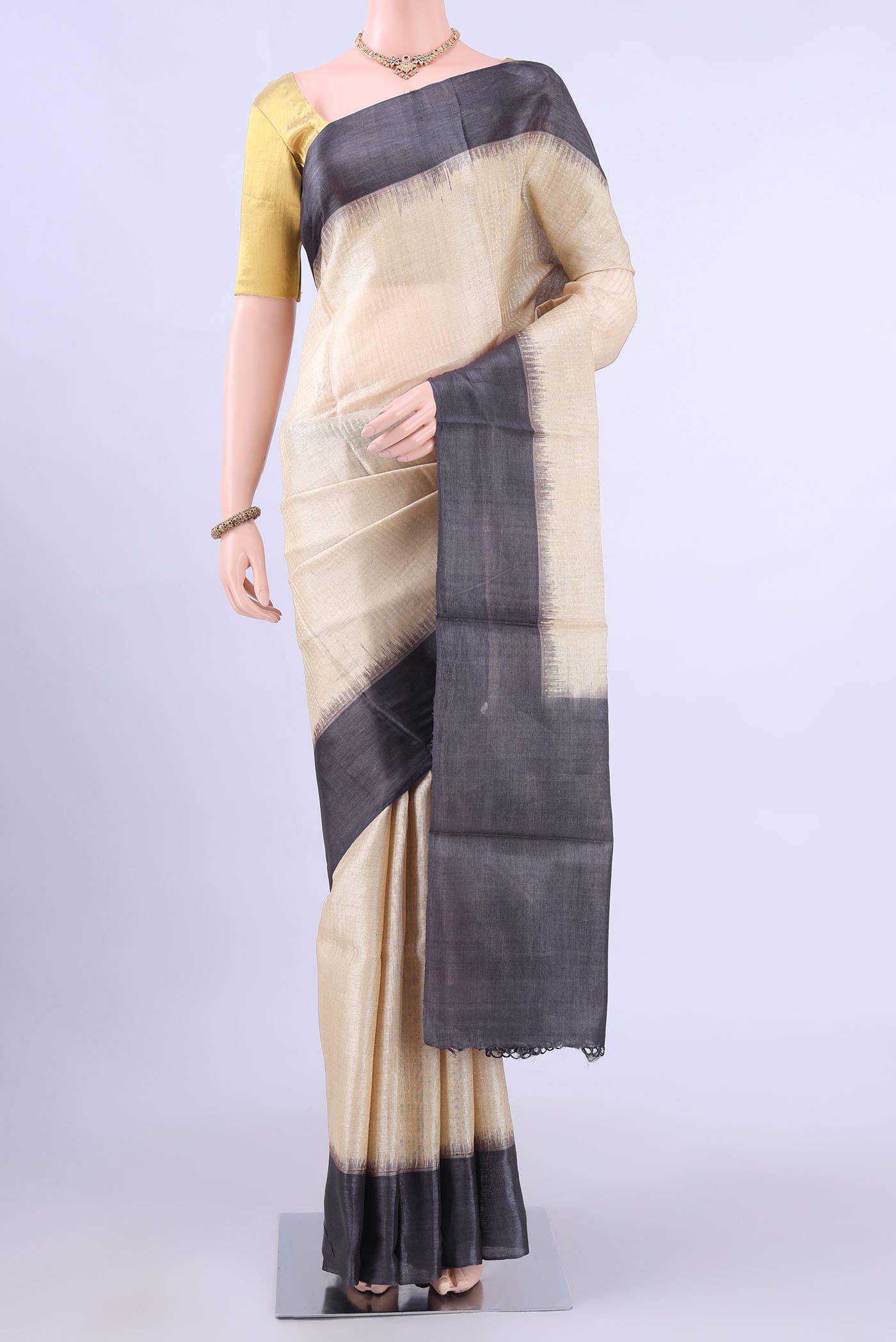 Beige MP Tussar Saree