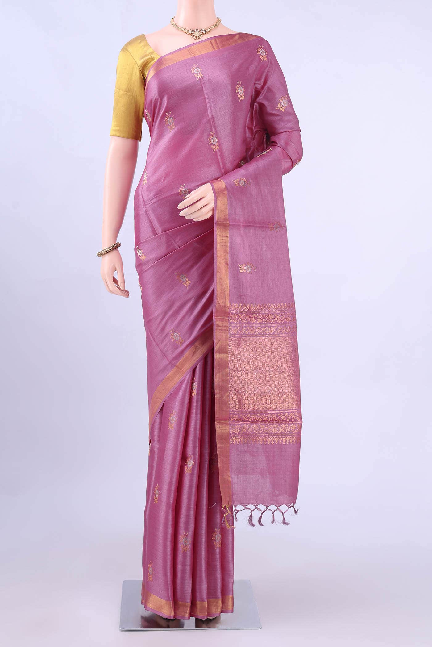 Pink MP Tussar Saree