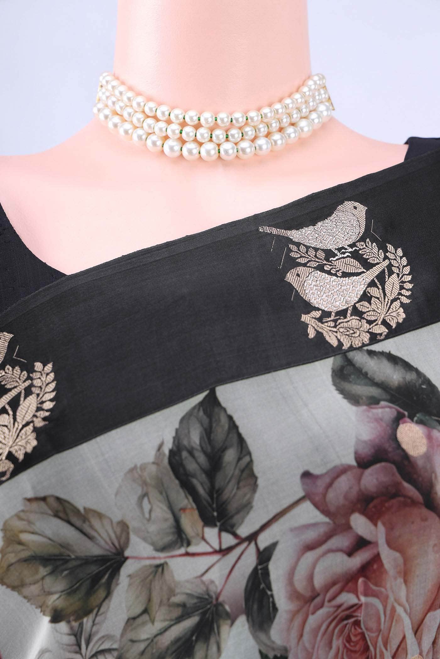 Black Organza Silk Saree