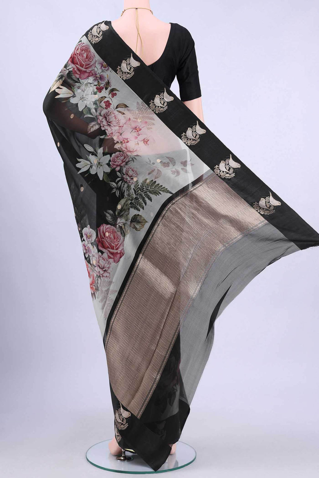 Black Organza Silk Saree