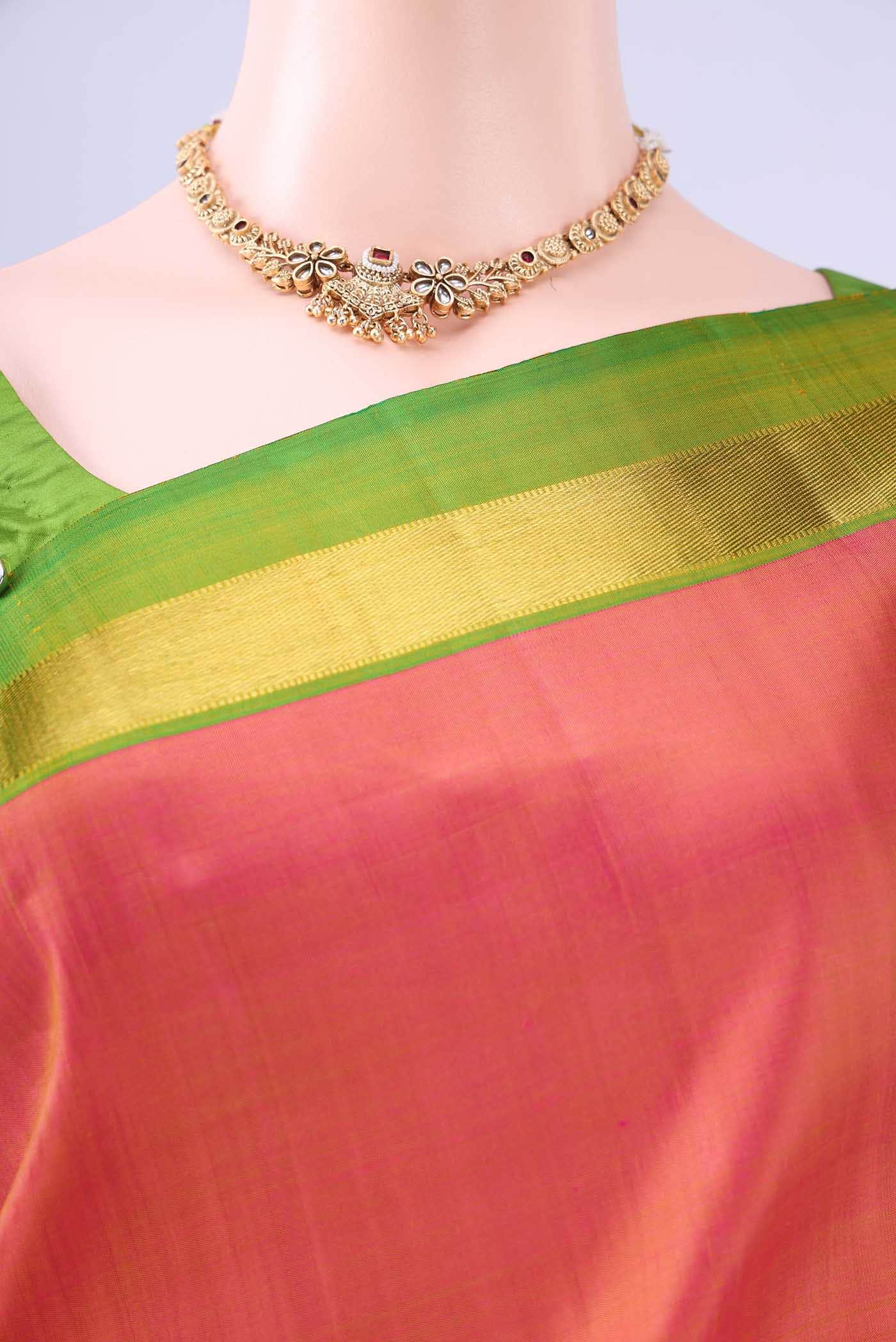 Pink Dual Tone Kanchipuram Silk Saree