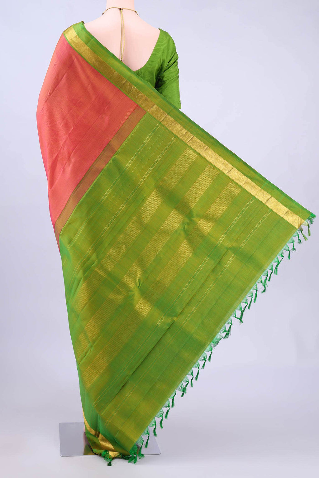 Pink Dual Tone Kanchipuram Silk Saree