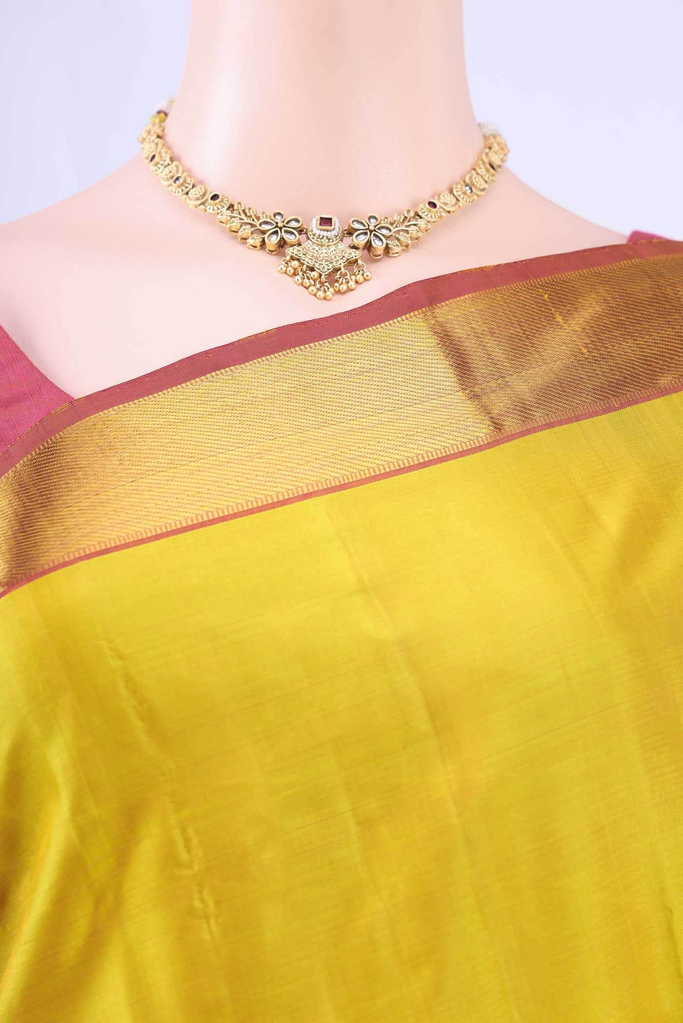 Acid Green Dual Tone Kanchipuram Silk Saree