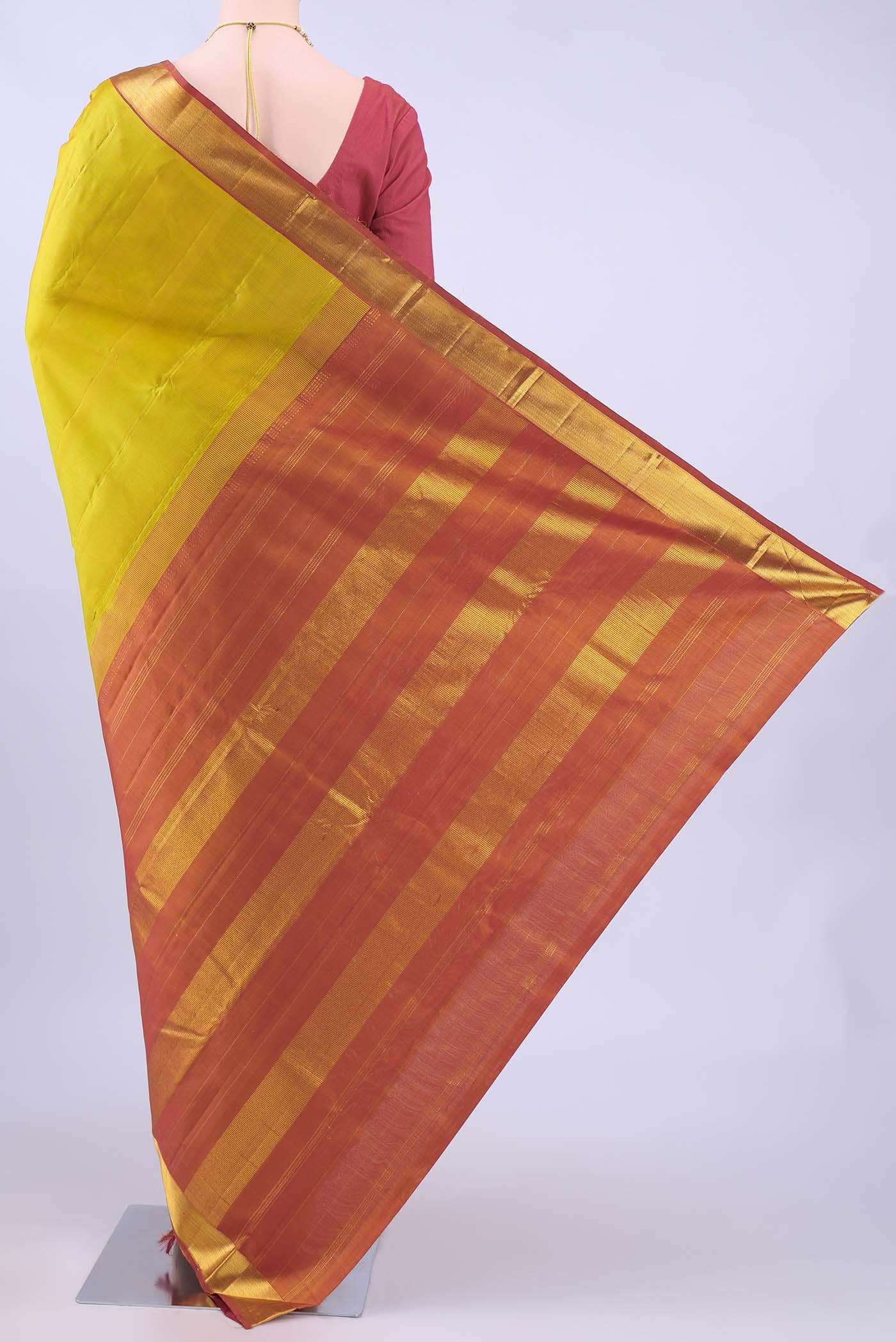 Acid Green Dual Tone Kanchipuram Silk Saree