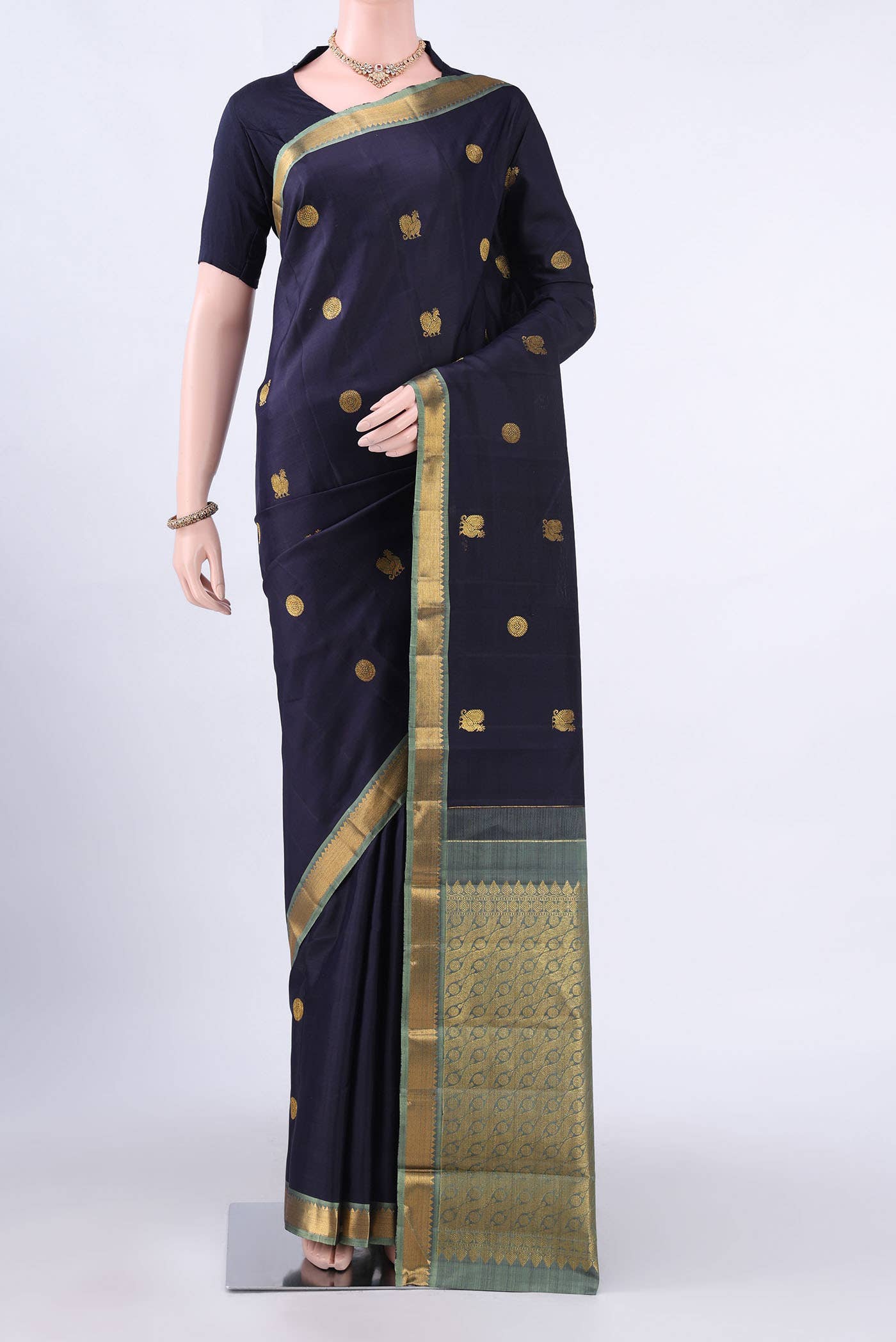 Navy Blue Kanchipuram Saree