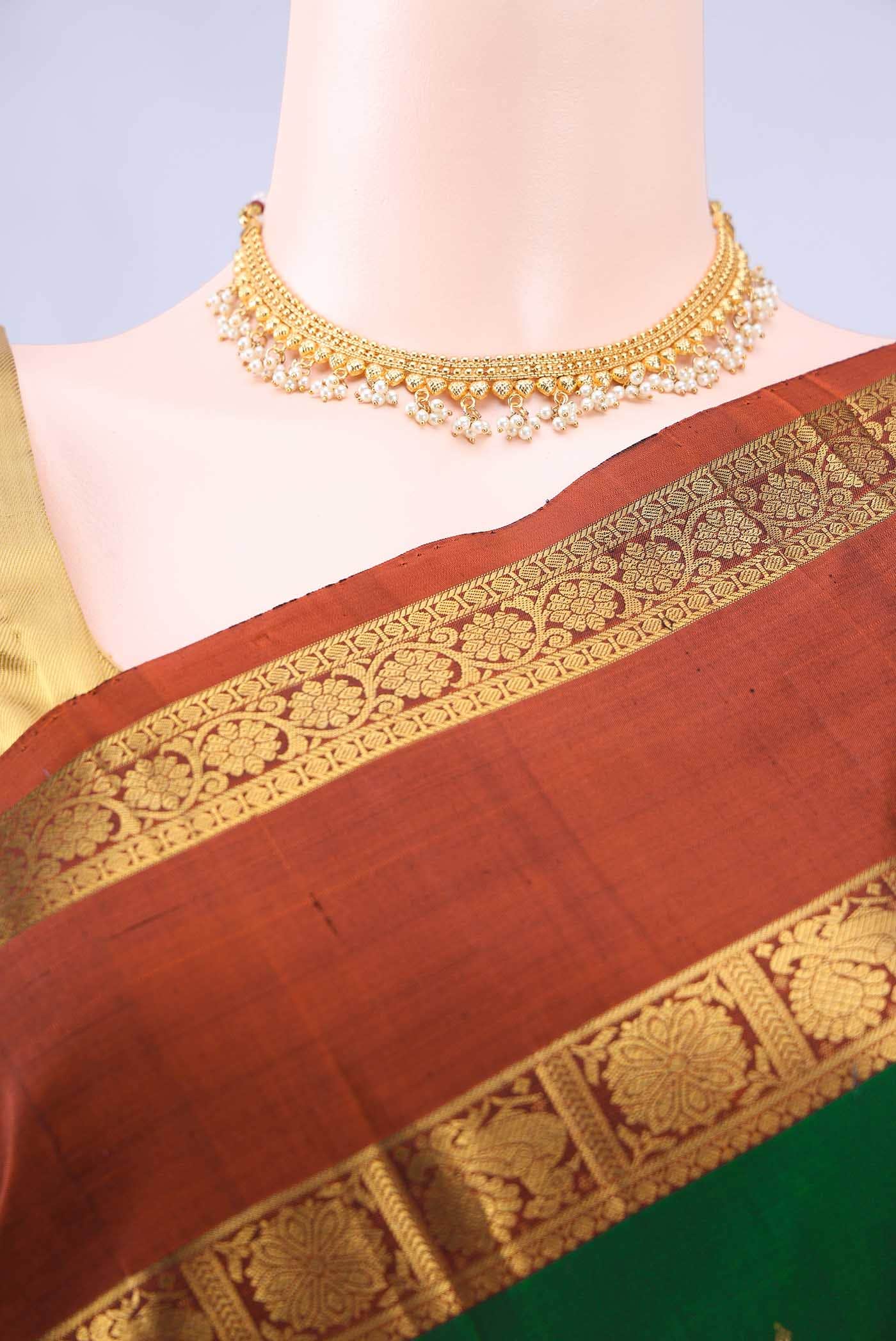 Bottle Green Kanchipuram Silk Saree