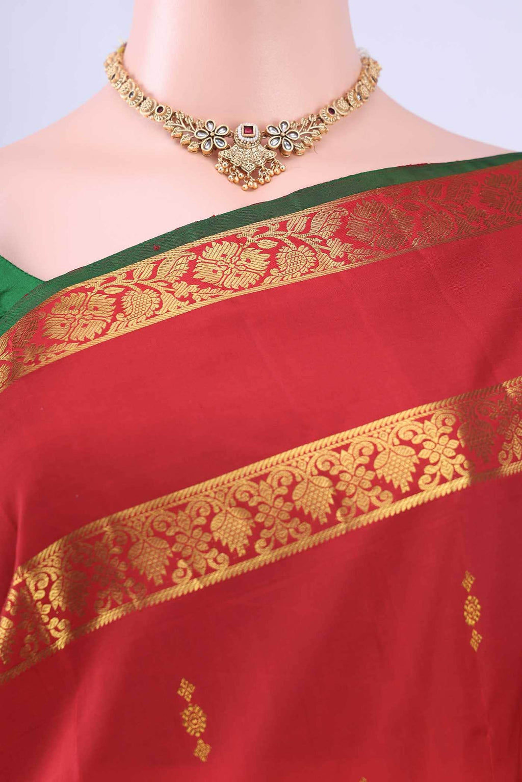 Deep Red Kanchipuram Silk Saree