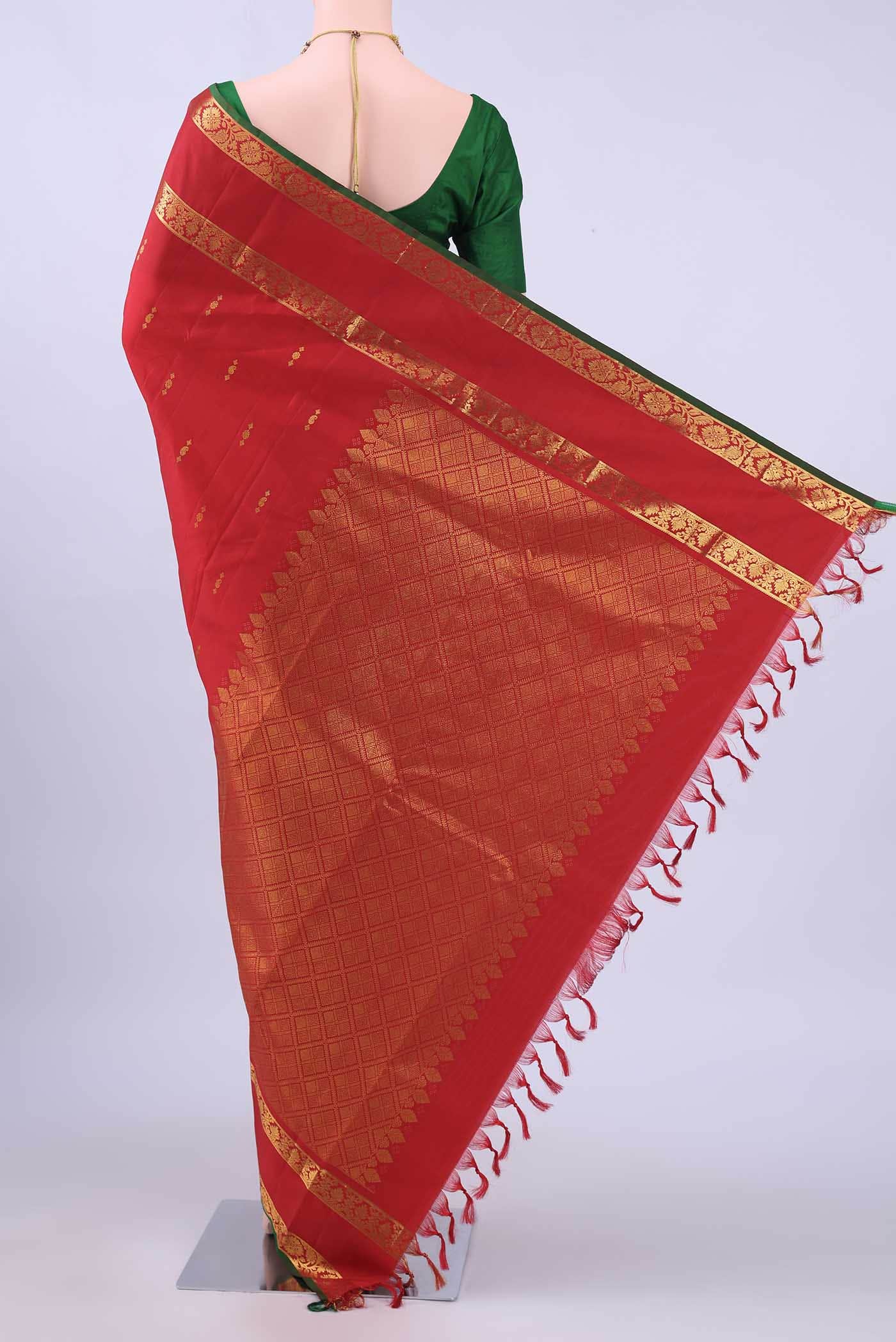 Deep Red Kanchipuram Silk Saree