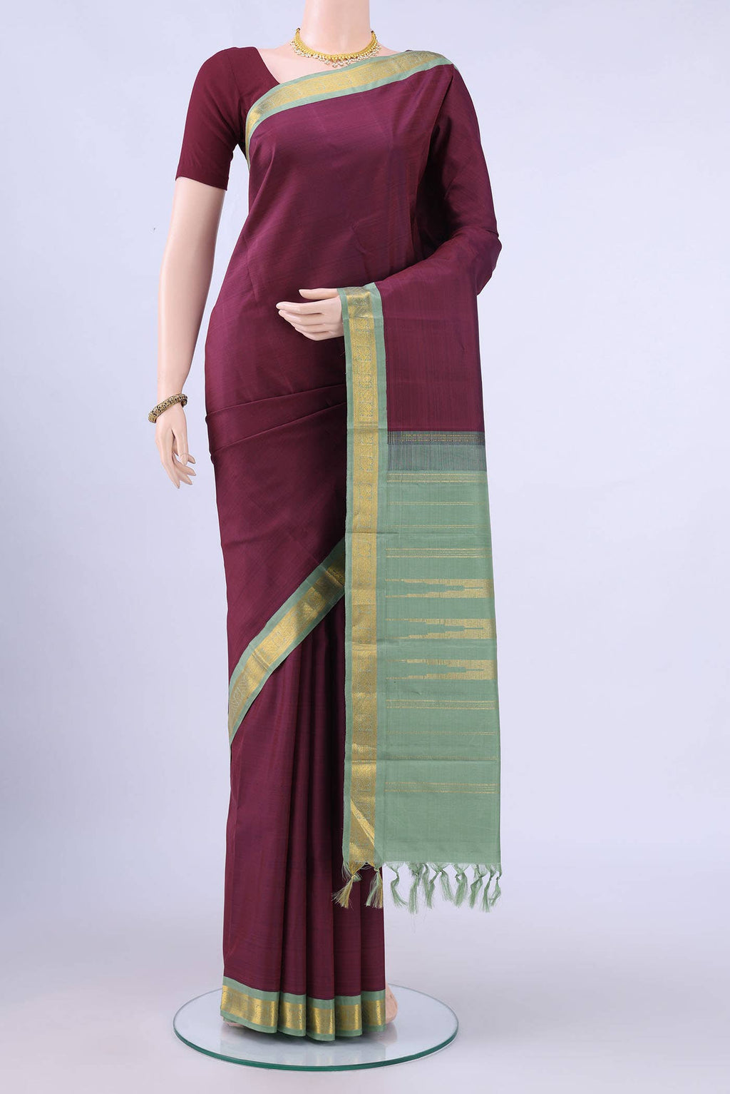 Maroon Dual Tone Kanchipuram Silk Saree