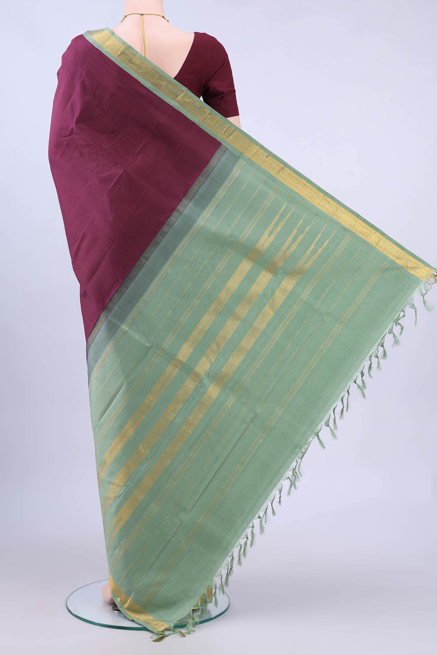 Maroon Dual Tone Kanchipuram Silk Saree