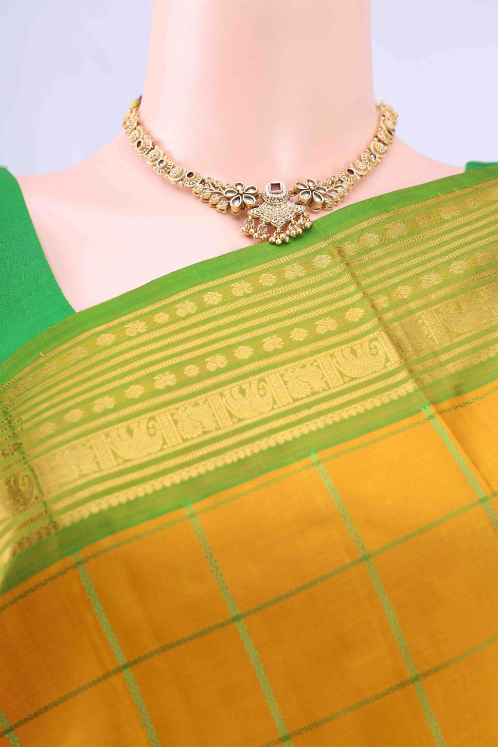 Mustard Dual Tone Kanchipuram Silk Saree