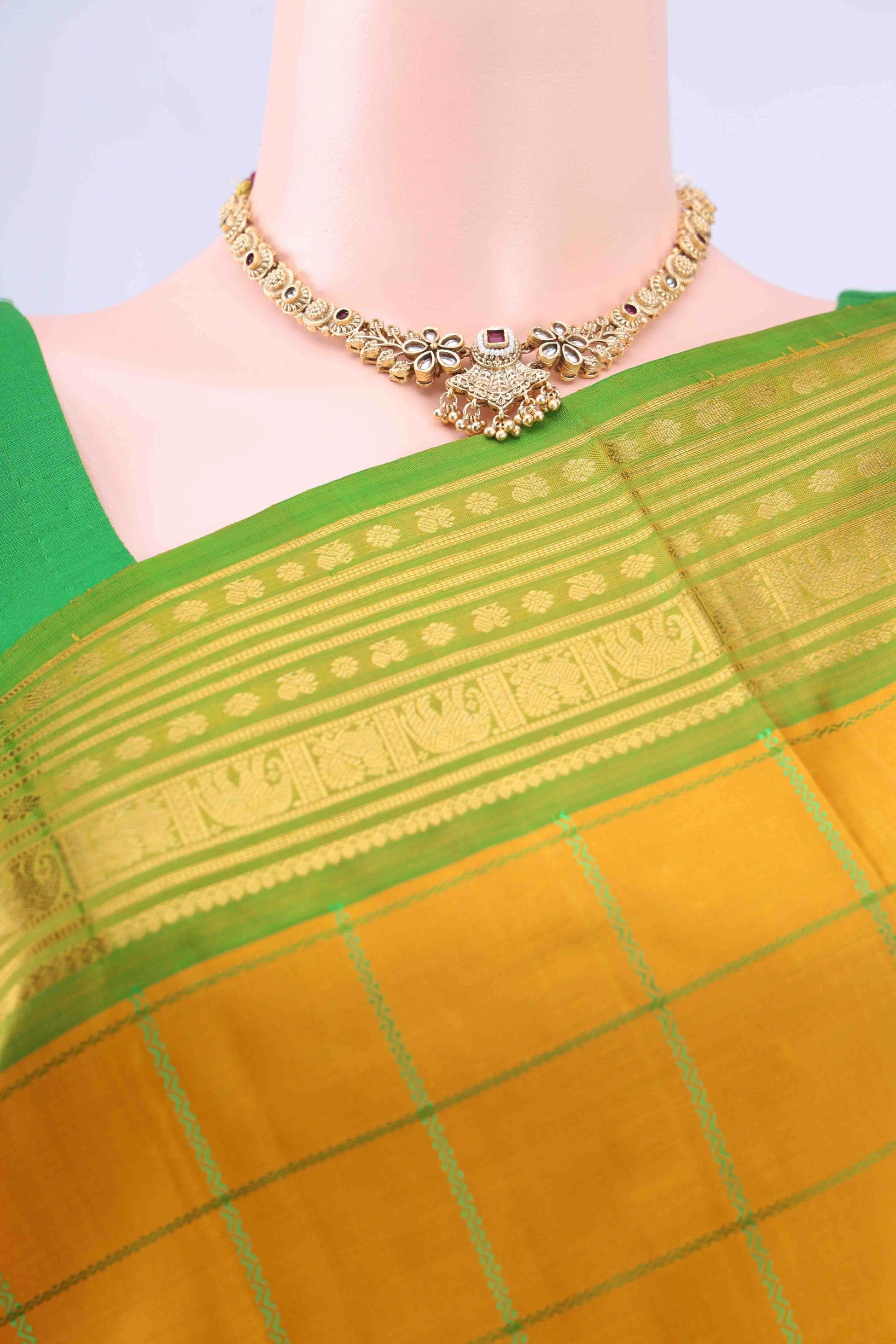 Mustard Dual Tone Kanchipuram Silk Saree
