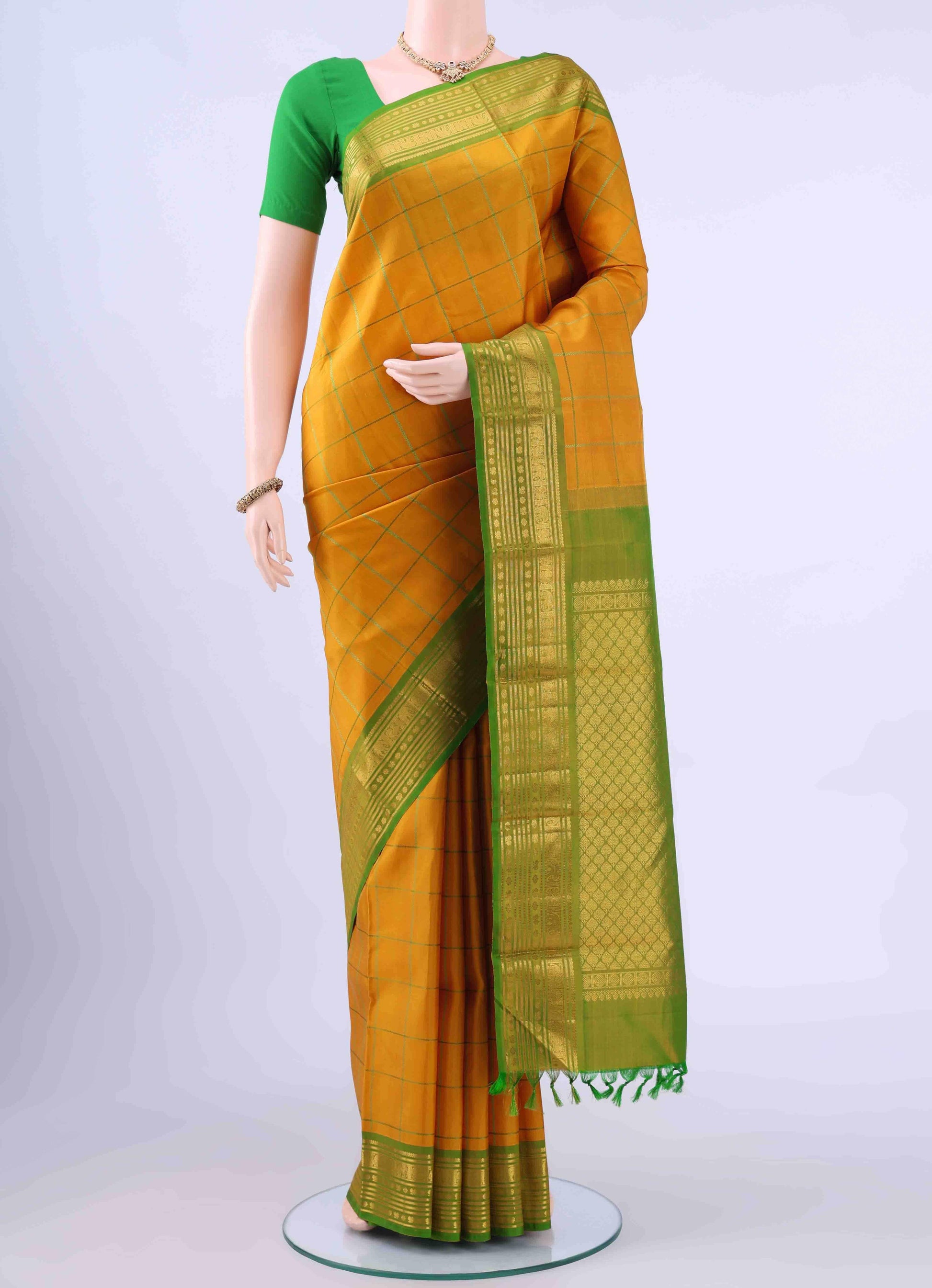 Mustard Dual Tone Kanchipuram Silk Saree