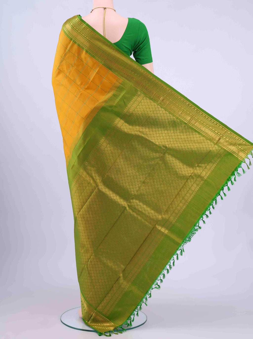 Mustard Dual Tone Kanchipuram Silk Saree